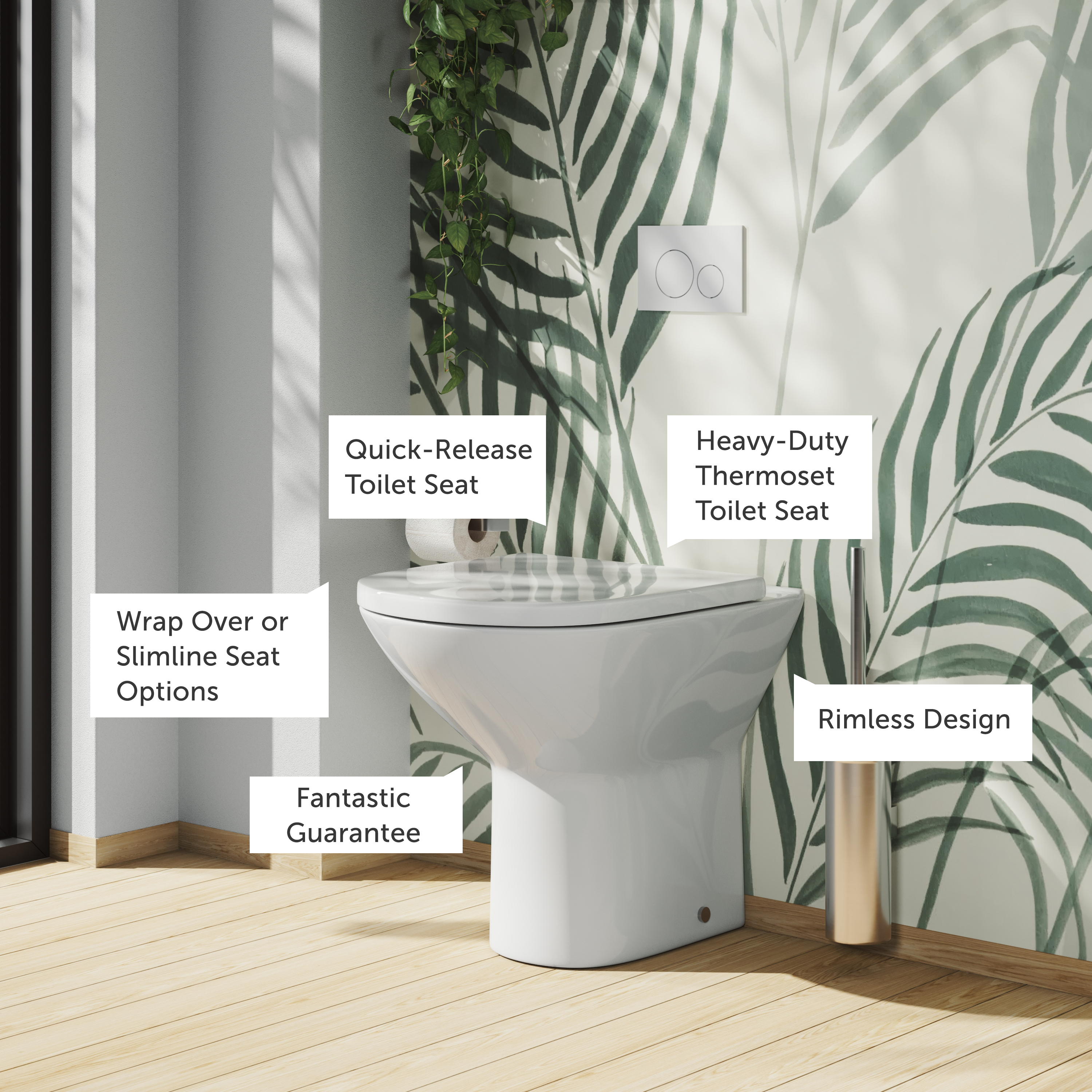 Harbour Identity Comfort Height Rimless Back to Wall Toilet & Soft Close Seat