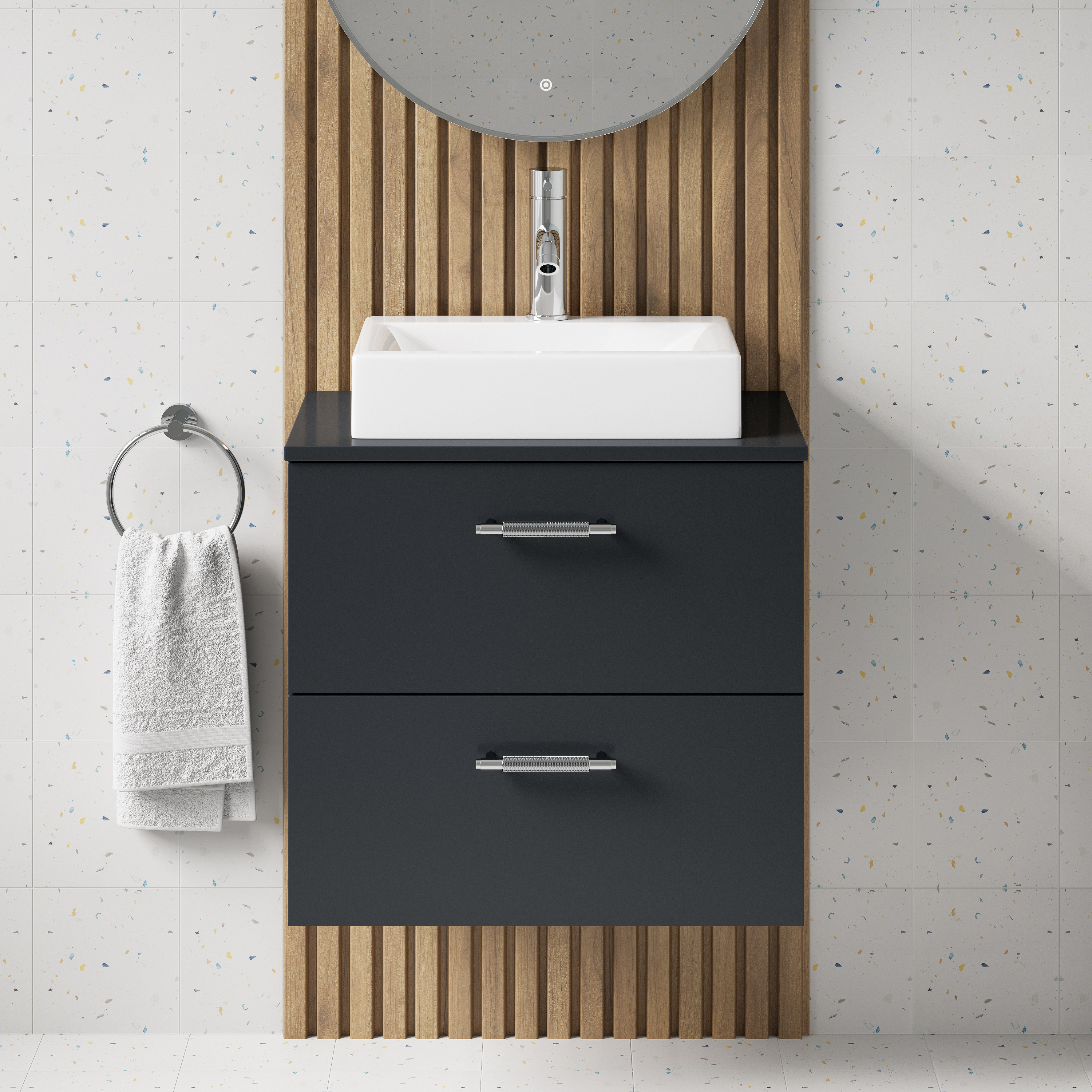 Erin 600mm Wall Mounted 2 Drawer Vanity Unit & Countertop