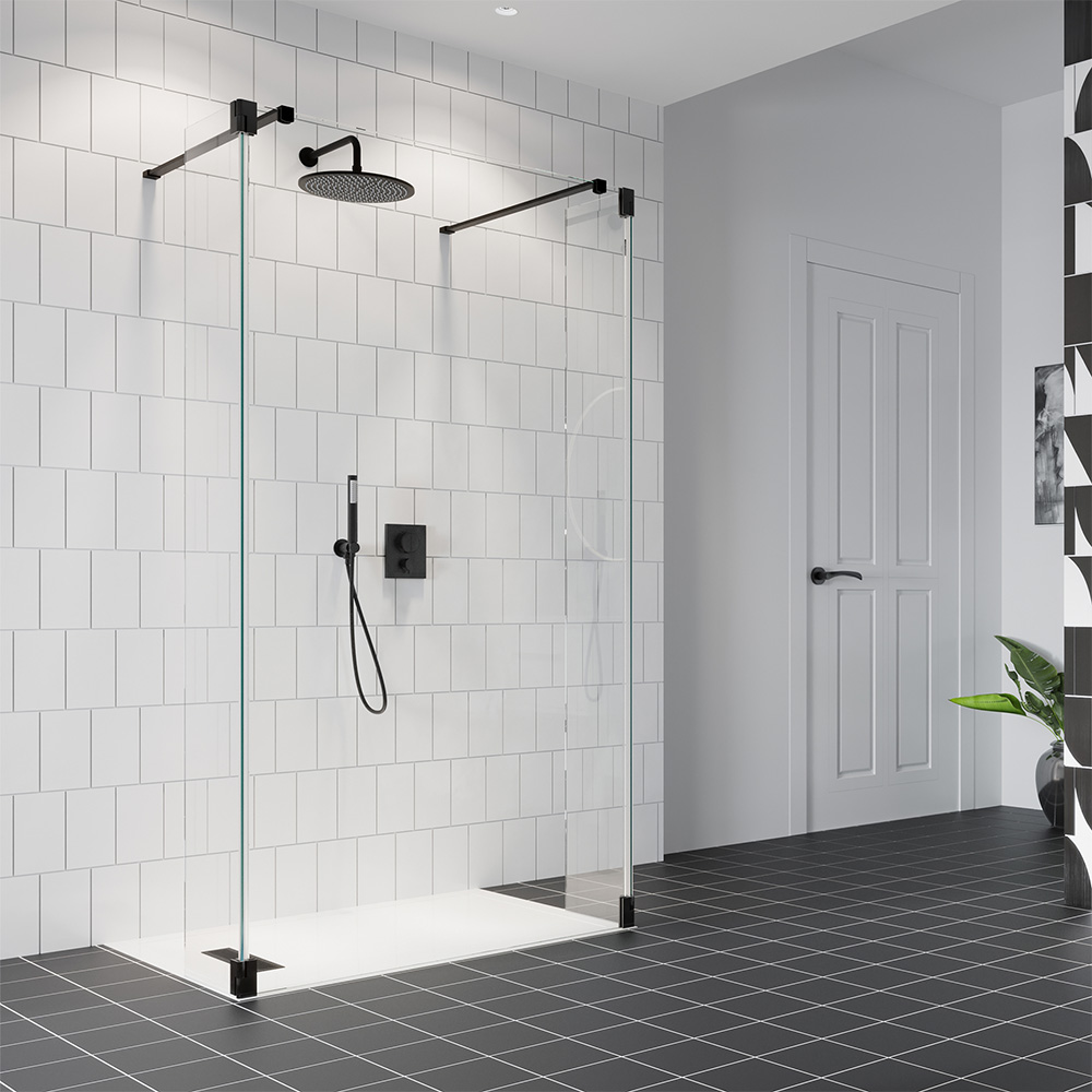 Crosswater Gallery 8 Walk In Shower Enclosure 8mm Panels with Multiple Configurations - Matt Black