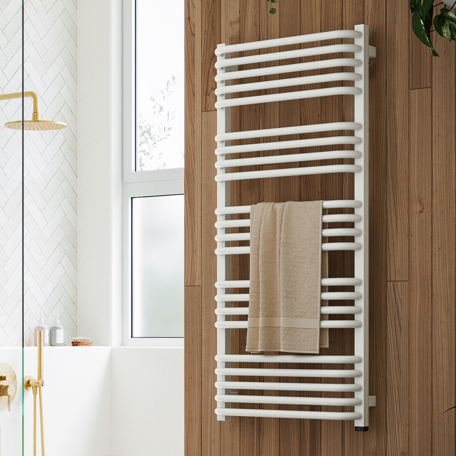 Terma Alex One Electric Heated Towel Rail with Heating Element - Traffic White - 1140 x 500mm