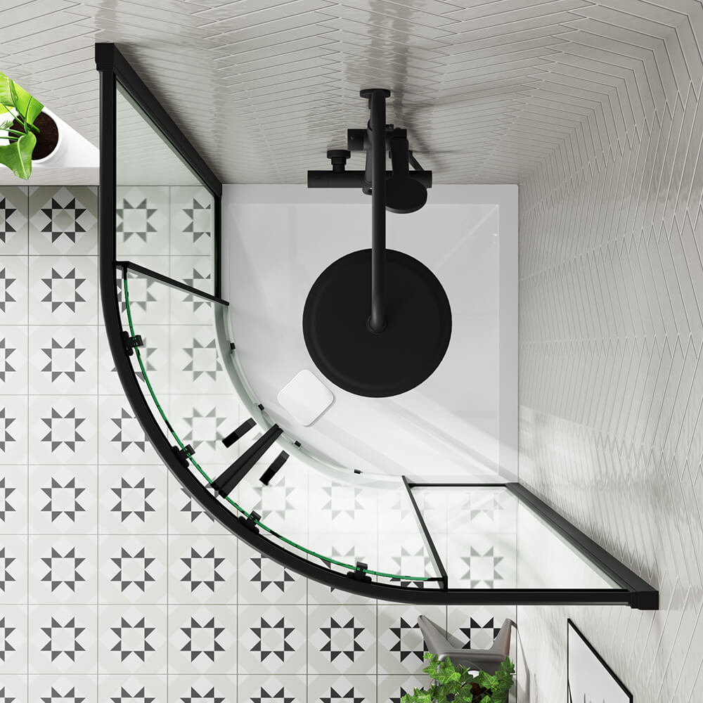 Harbour Primrose 6mm Matt Black Quadrant Shower Enclosure - 1850mm