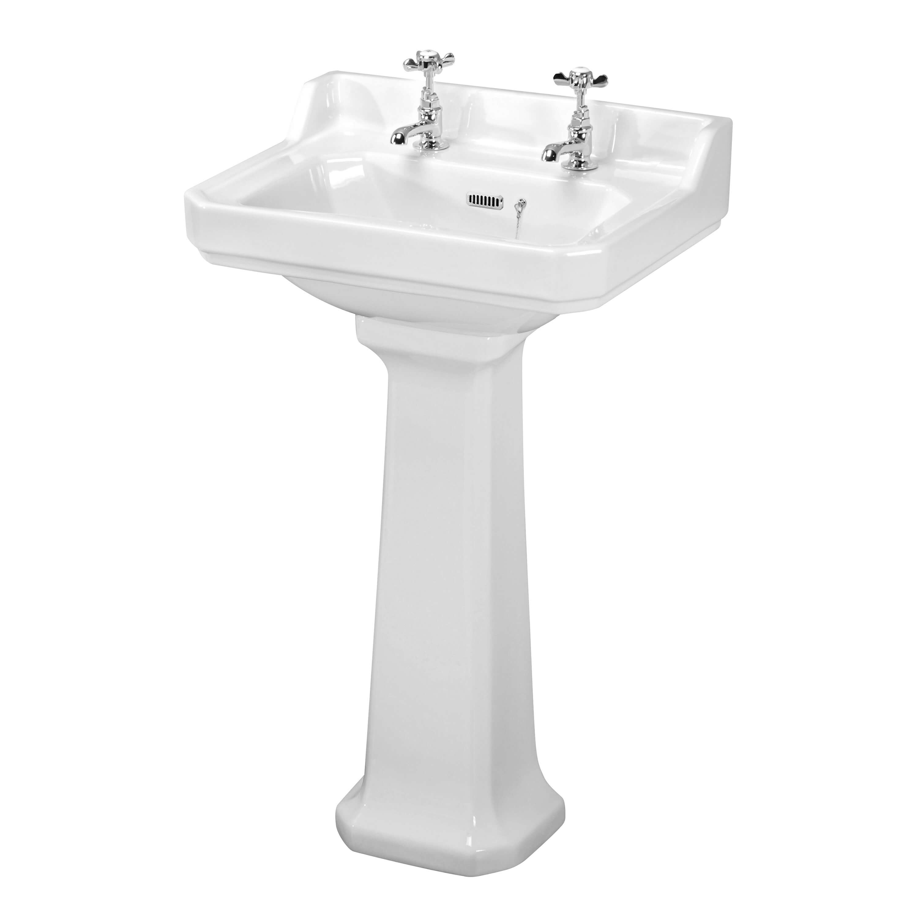 Butler & Rose Catherine 560mm Full Pedestal & Basin - 2 Tap Hole