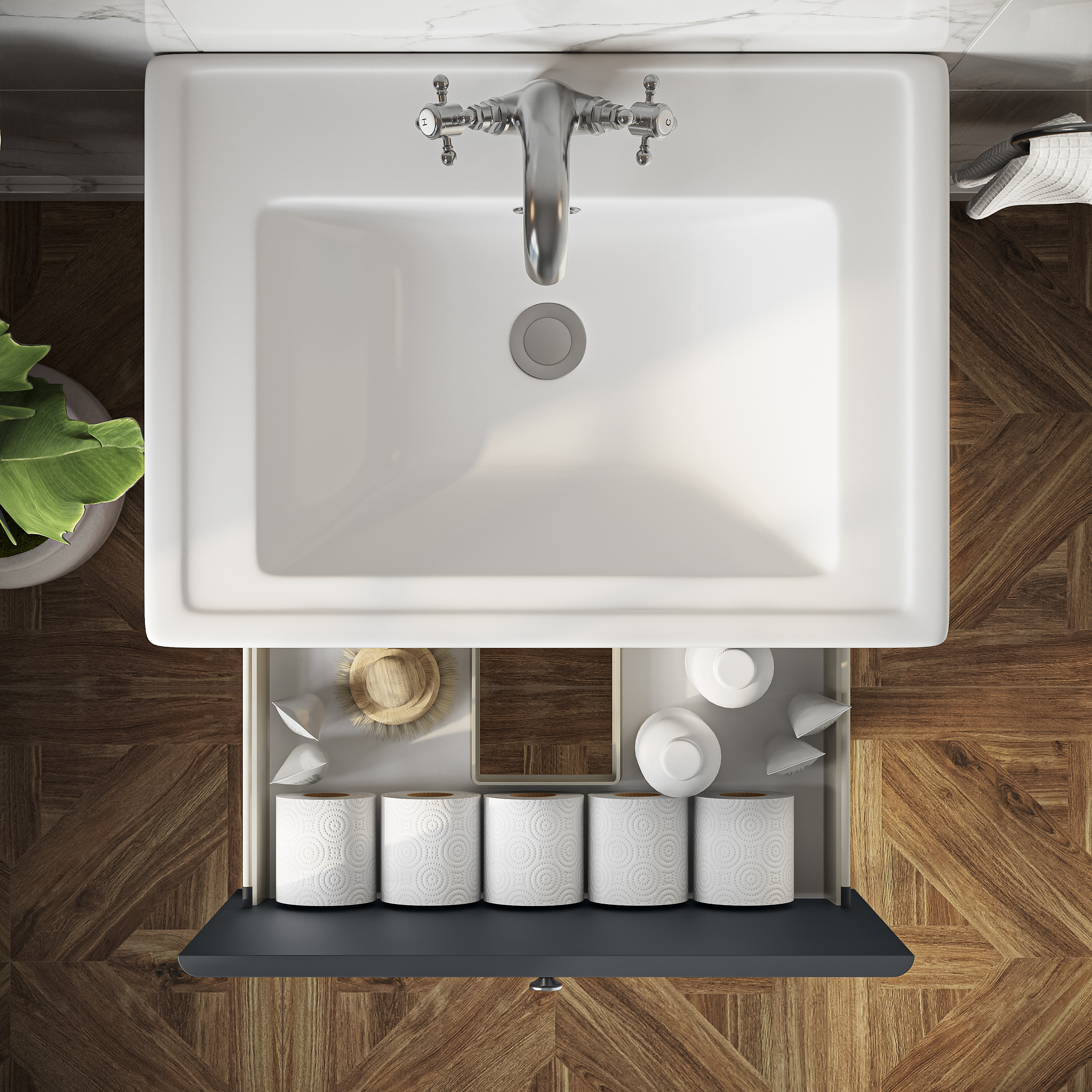 Butler & Rose Ophelia Traditional Toilet & 600mm Wall Hung Vanity Unit Bathroom Suite