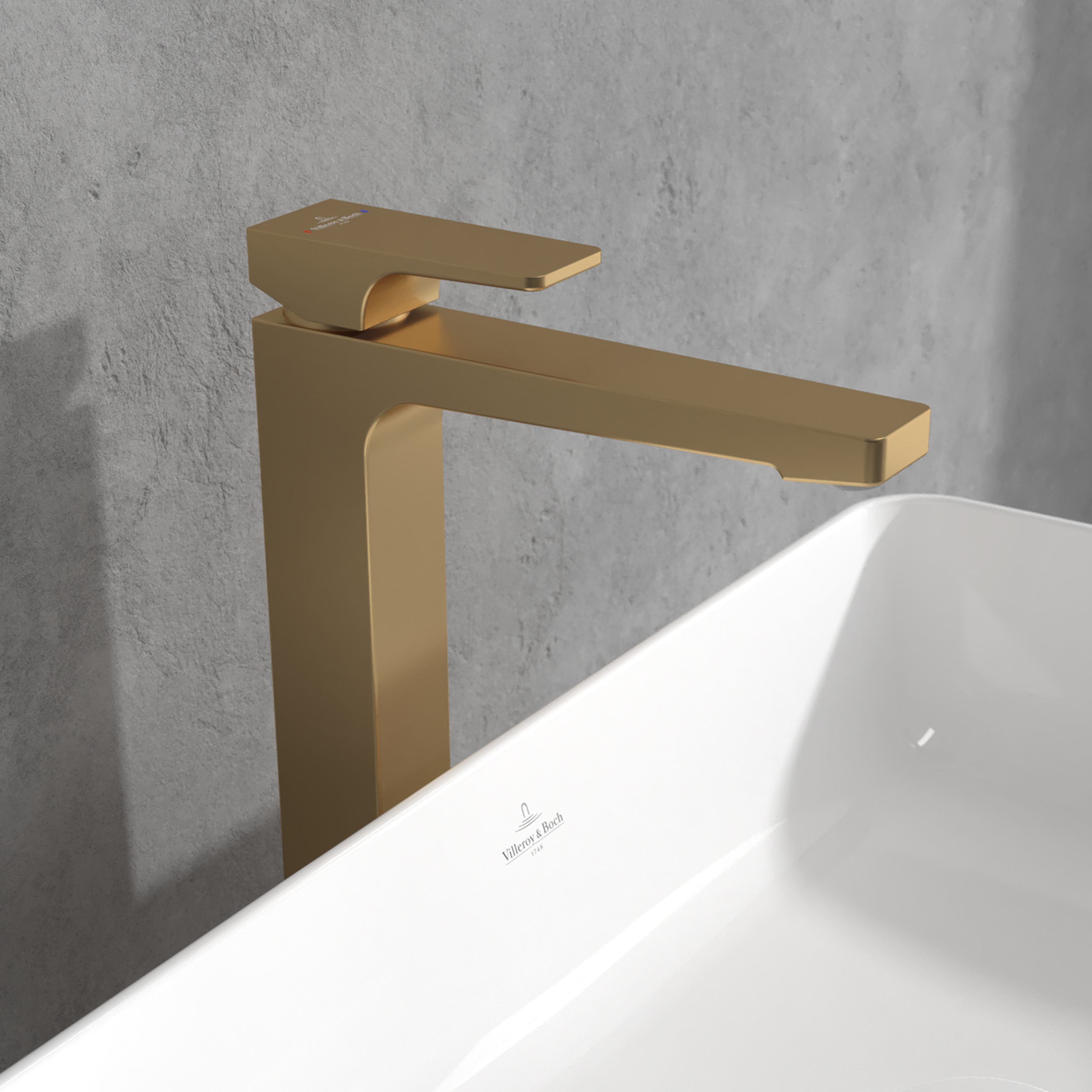 Villeroy & Boch Architectura Square Tall Basin Mixer Tap with Click Clack Waste