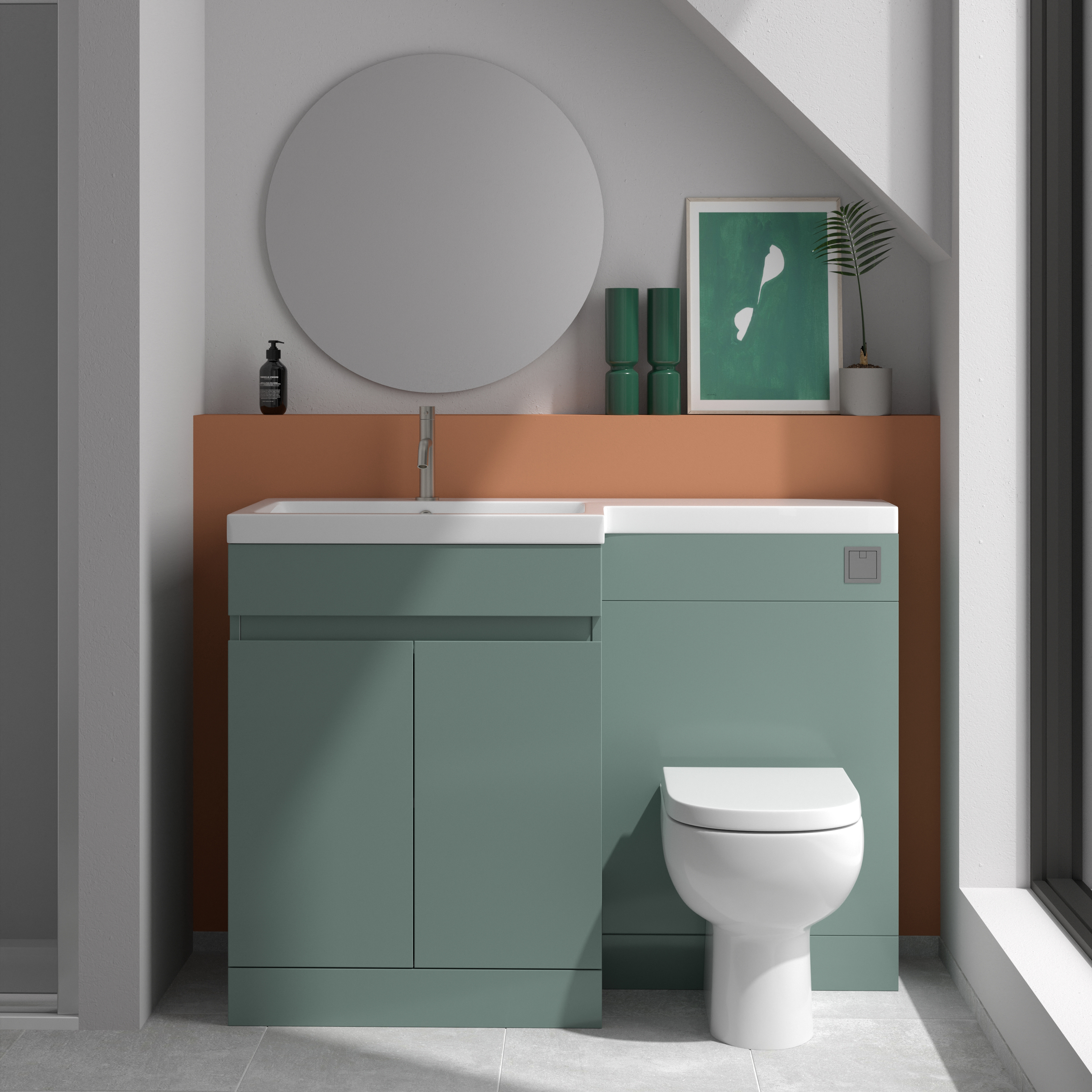 Dylan 1100mm Combination Basin & Toilet Unit - Matt Green