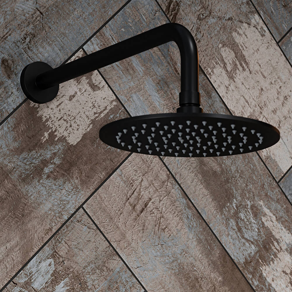 The Tap Factory Vibrance Vanto Black WRAS Approved Concealed Thermostatic Shower Valve with Fixed Shower Head and Shower Handset