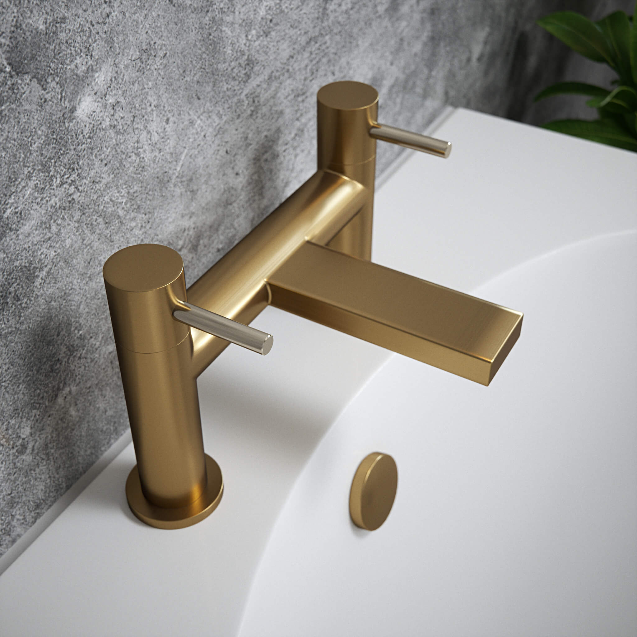 The Tap Factory Vibrance Brushed Brass Deck Mounted Bath Filler - 6 Handle Colours Available