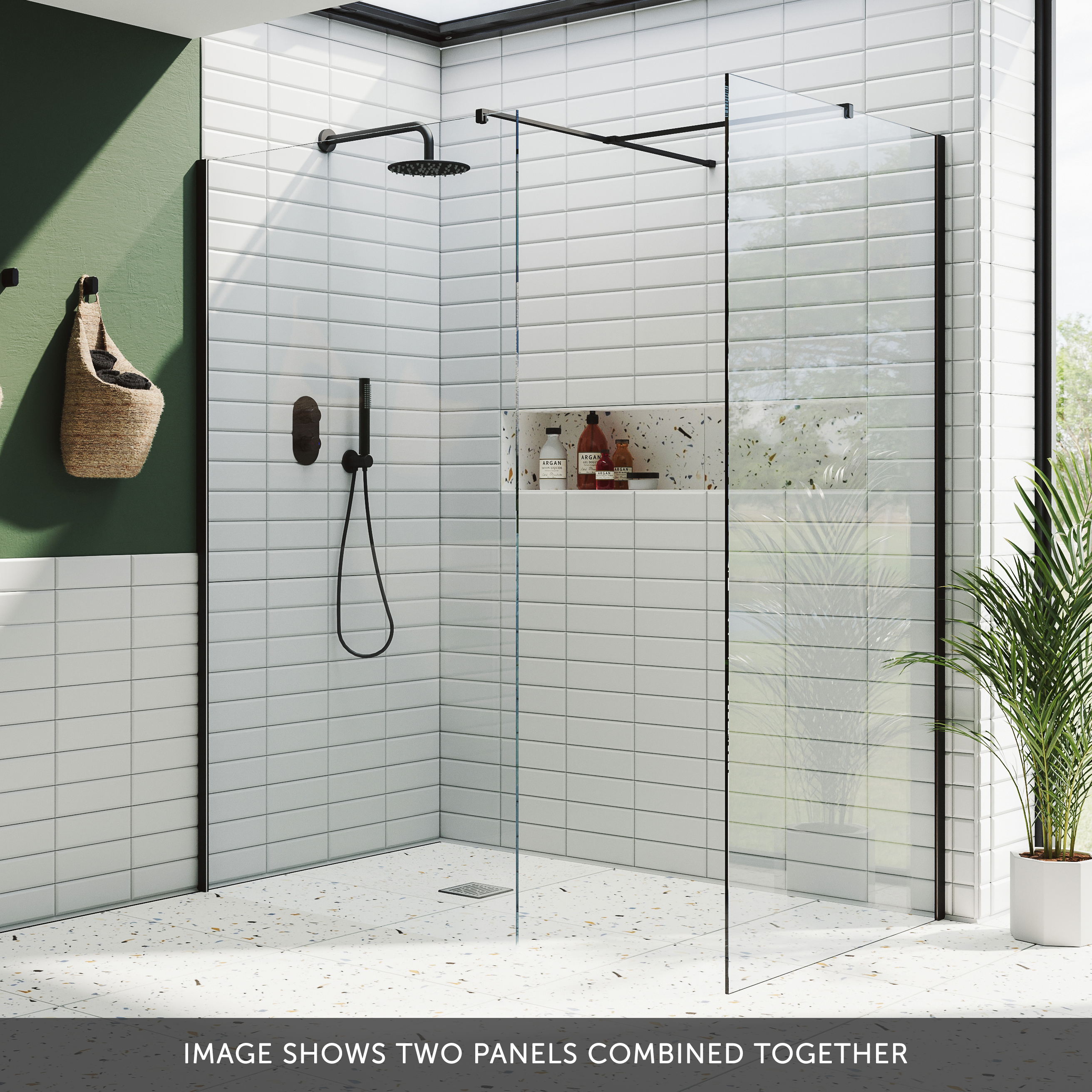 Harbour i10 10mm Easy Clean 2m Tall Wetroom Panel - Matt Black
