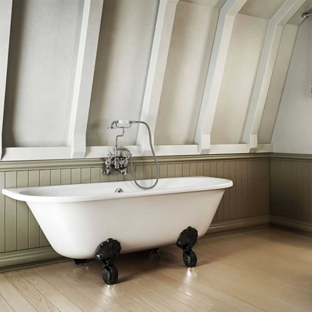 Burlington Avantgarde Back to Wall Roll Top Bath with Luxury Feet - 1700 x 750mm