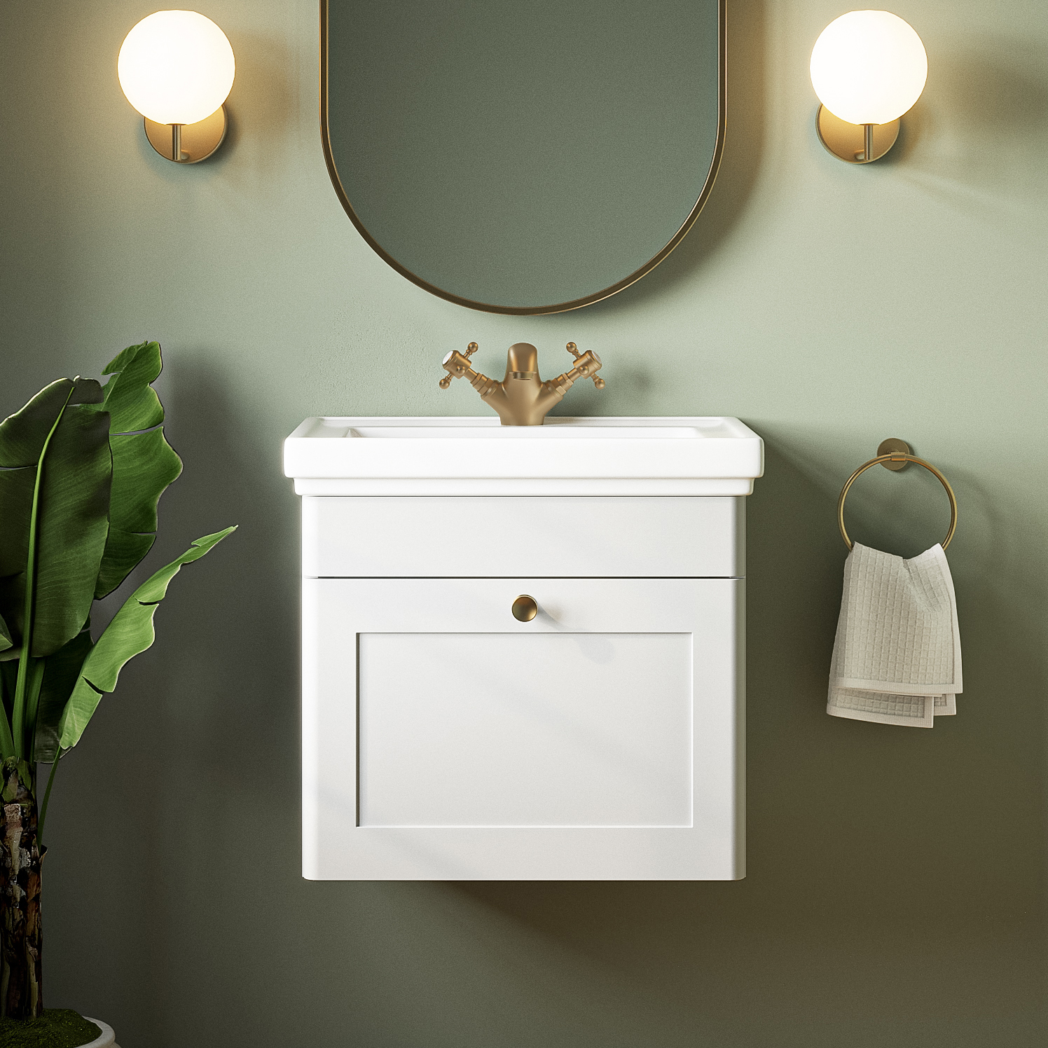 Butler & Rose Ophelia Traditional Toilet & 500mm Wall Hung Vanity Unit Bathroom Suite