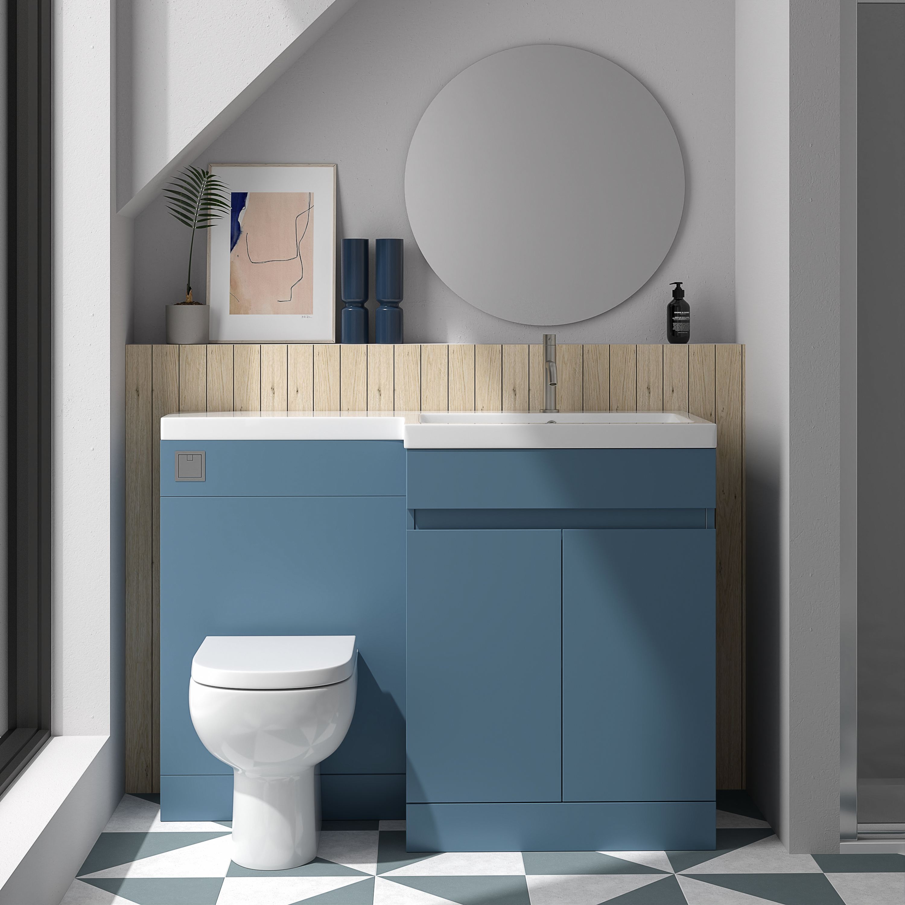 Dylan 1100mm Combination Basin & Toilet Unit - Matt Blue