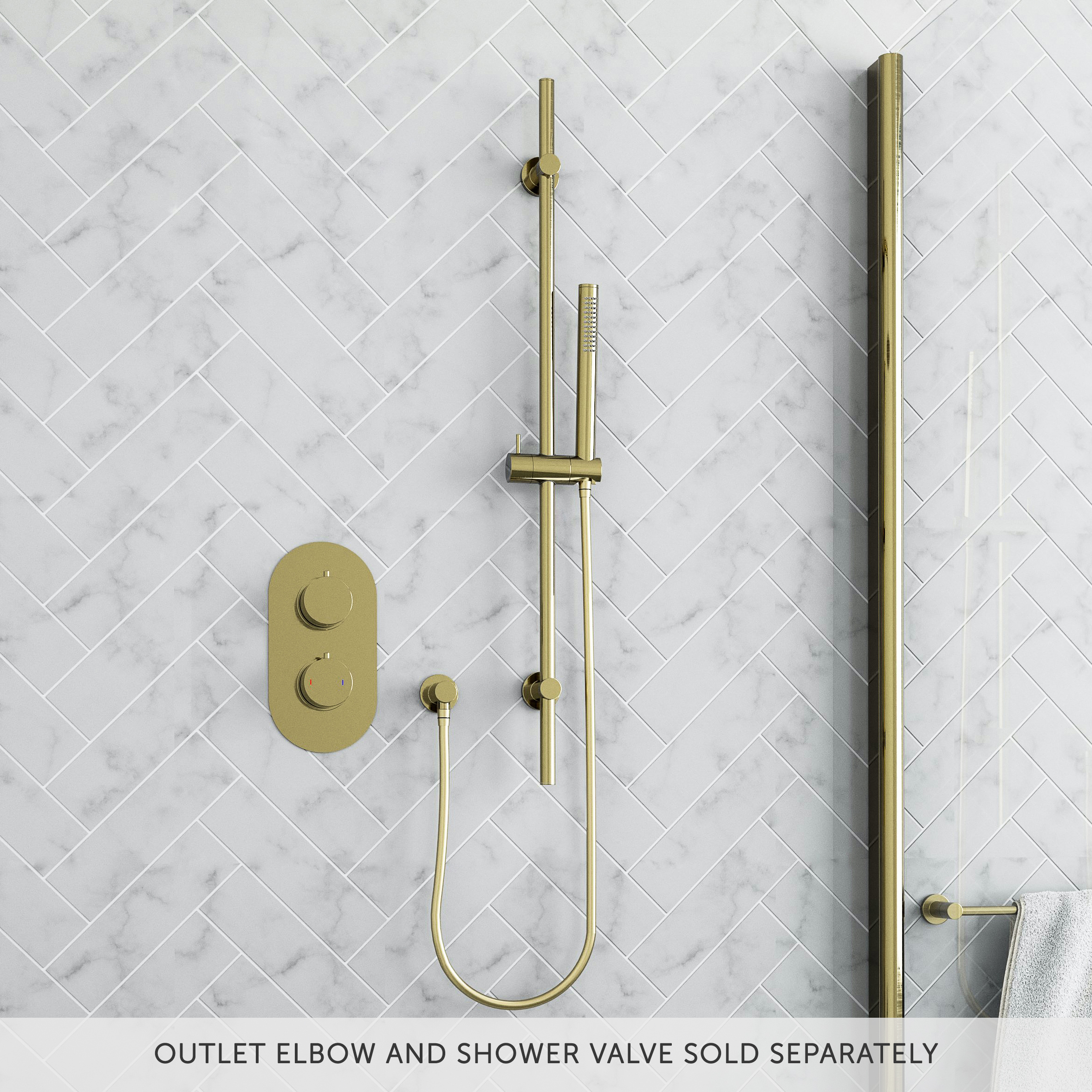 Harbour Clarity Brushed Brass Slide Rail Shower Kit with Shower Handset & Hose