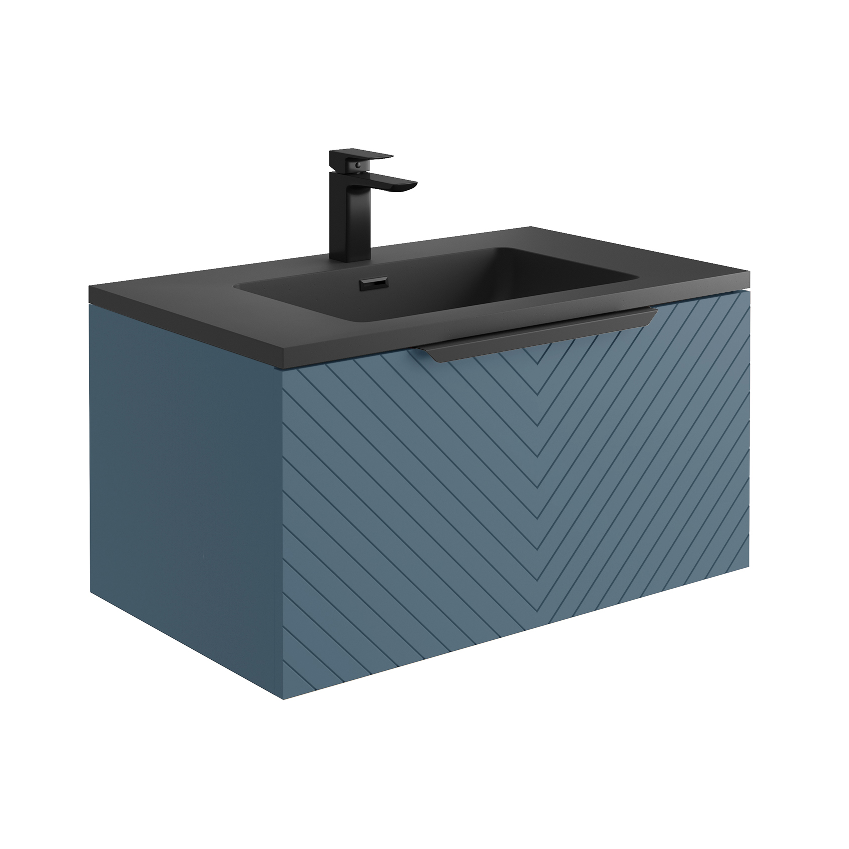 Harbour Symmetry 800mm Wall Hung Vanity Unit with Matt Black Handle & Basin
