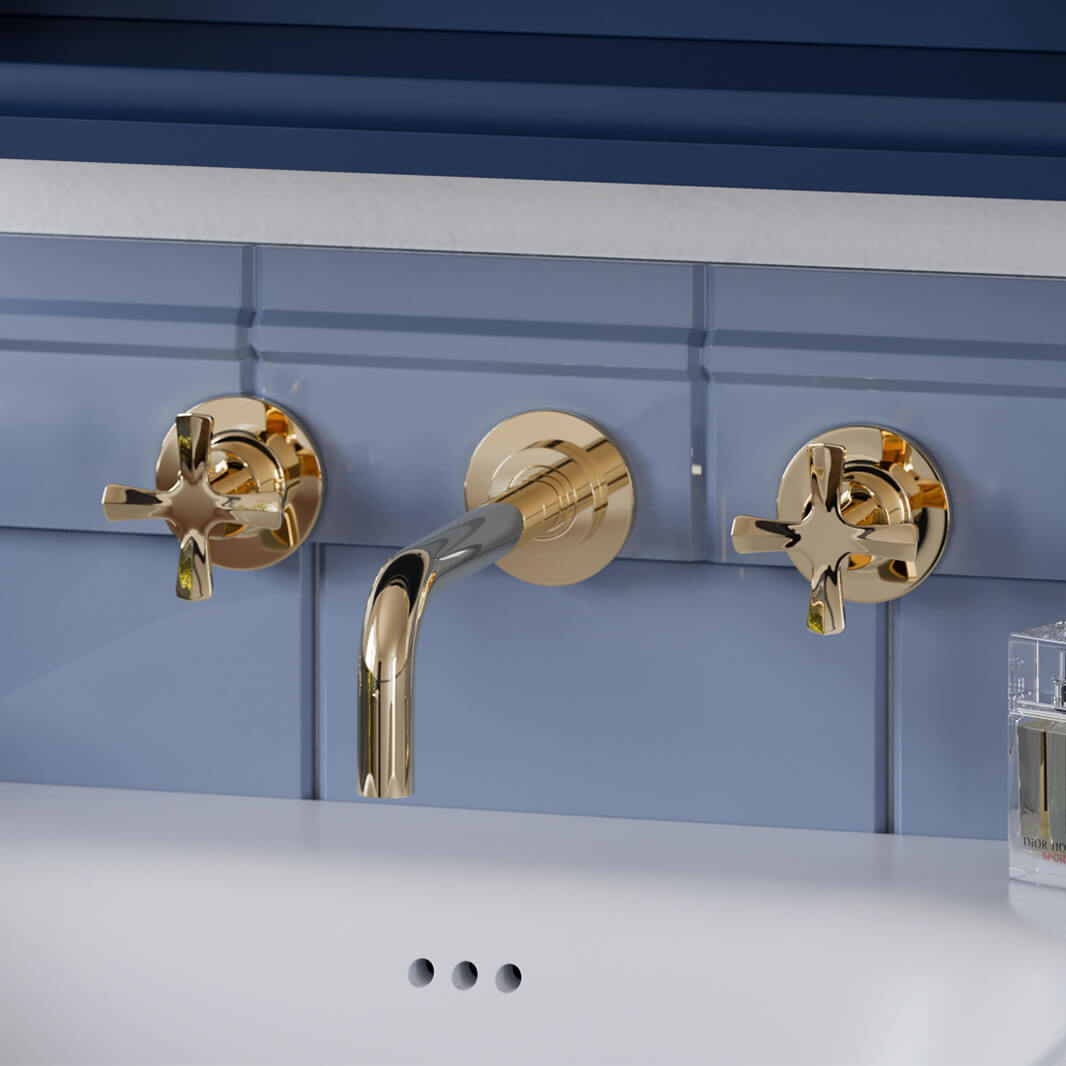 Burlington Riviera 3 Hole Wall Mounted Basin Mixer Tap