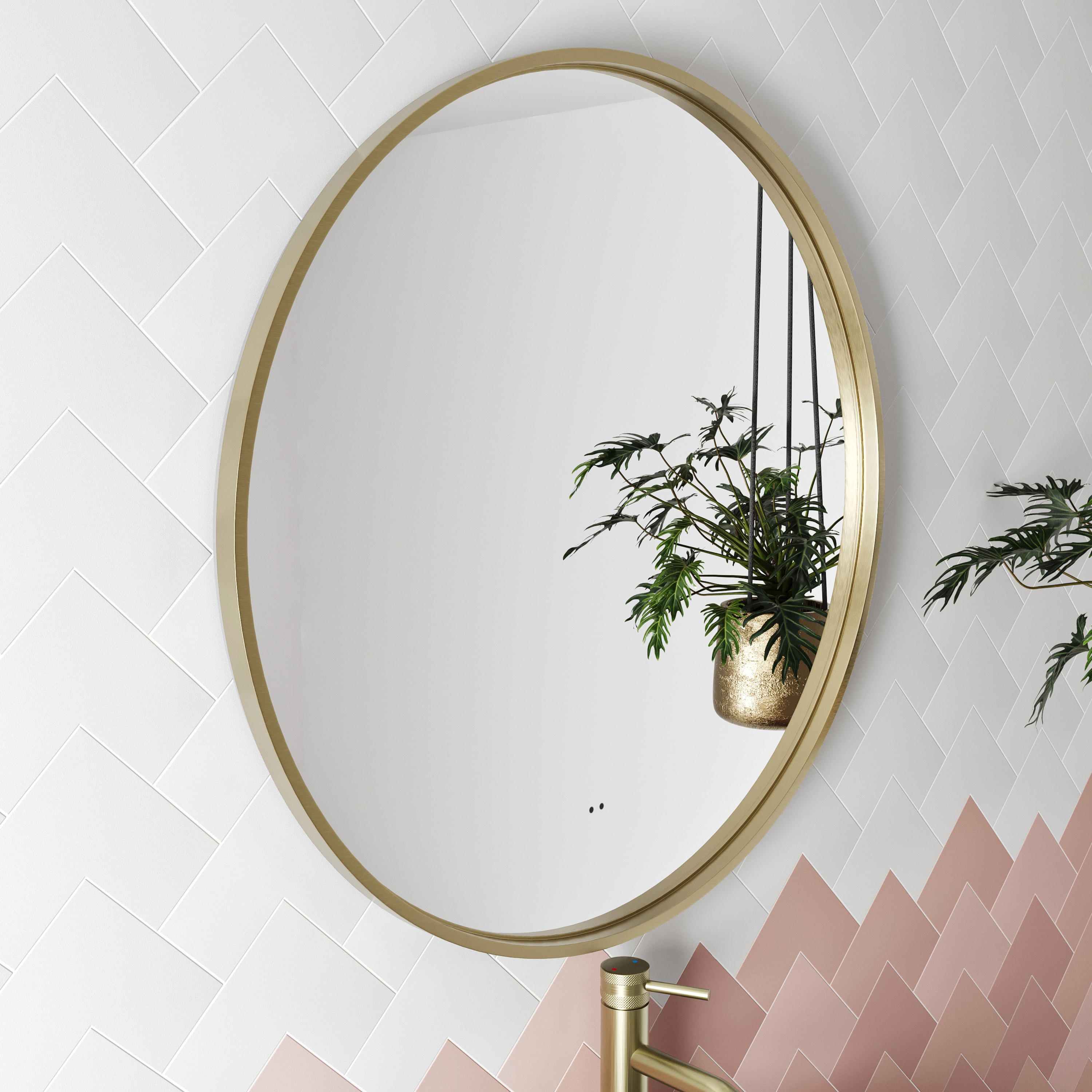 Core LED Illuminated Round Framed Mirror with Demister Pad & Colour Change Lights - 600mm