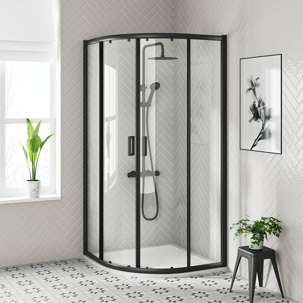Harbour Primrose 6mm Matt Black Quadrant Shower Enclosure - 1850mm