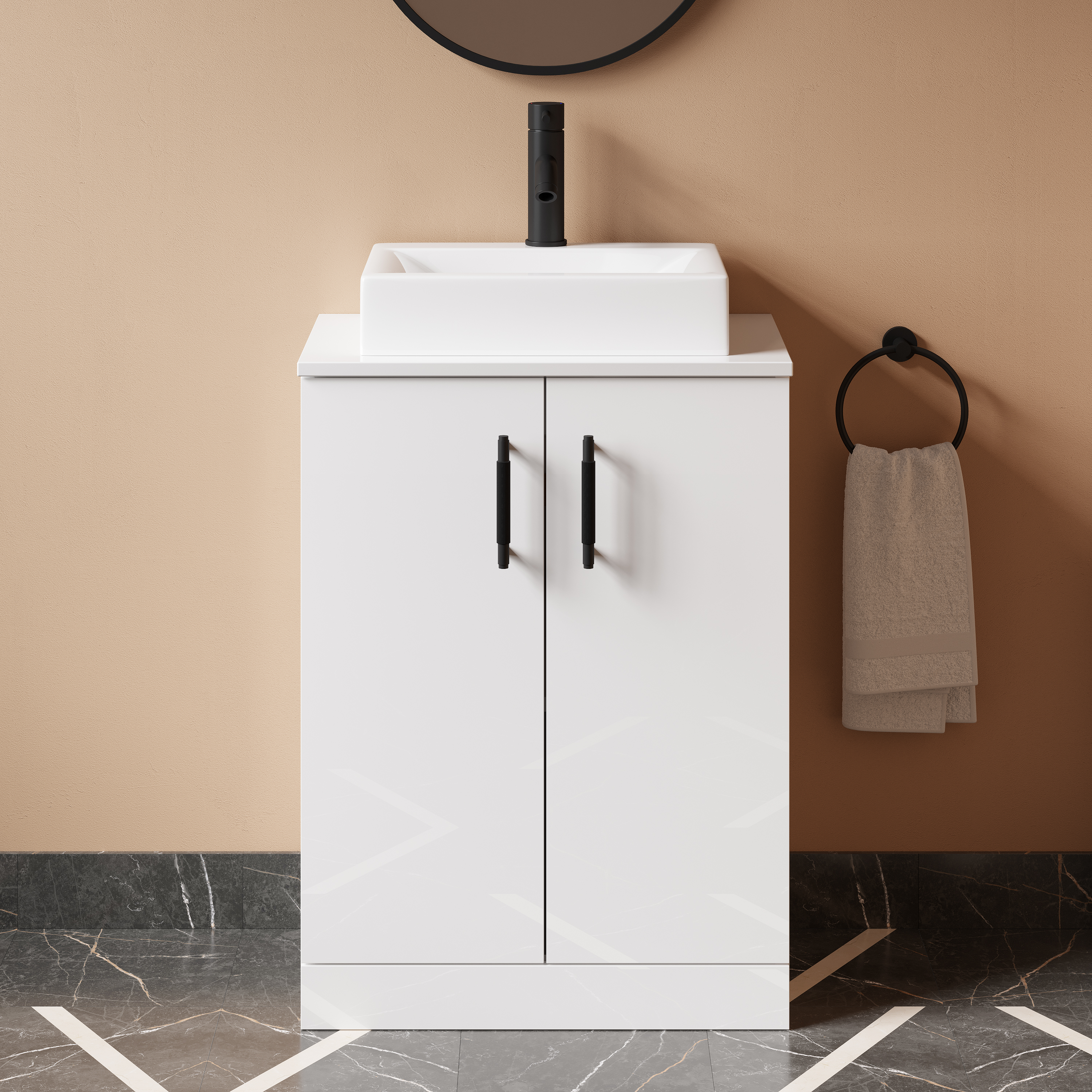 Erin 600mm Floorstanding 2 Door Vanity Unit & Countertop