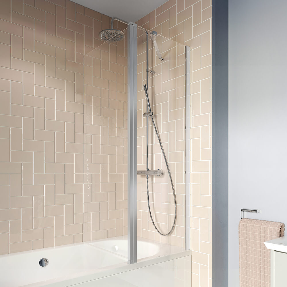 Crosswater Clear 6 6mm Easy Clean Double Panel Hinged Bath Screen - 1500 x 1150mm