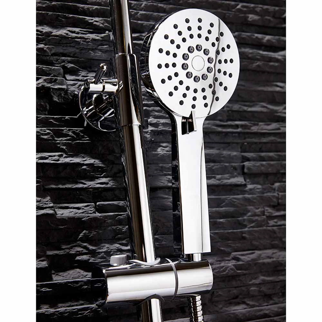Vellamo Marvel WRAS-Approved Modern Thermostatic Shower Set with Thin Fixed Head