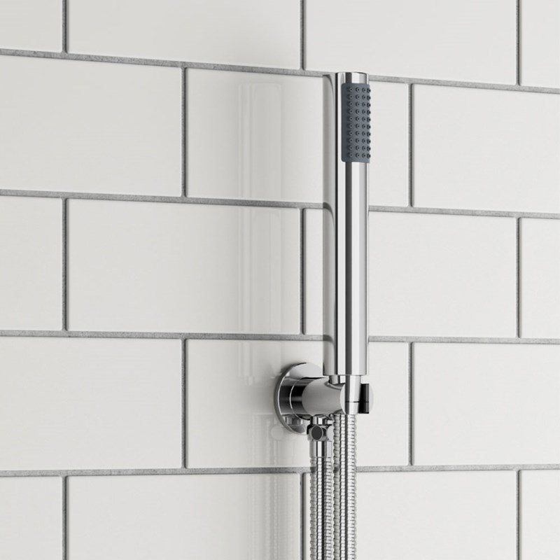 Vellamo Round Shower Handset, Wall Bracket & Hose
