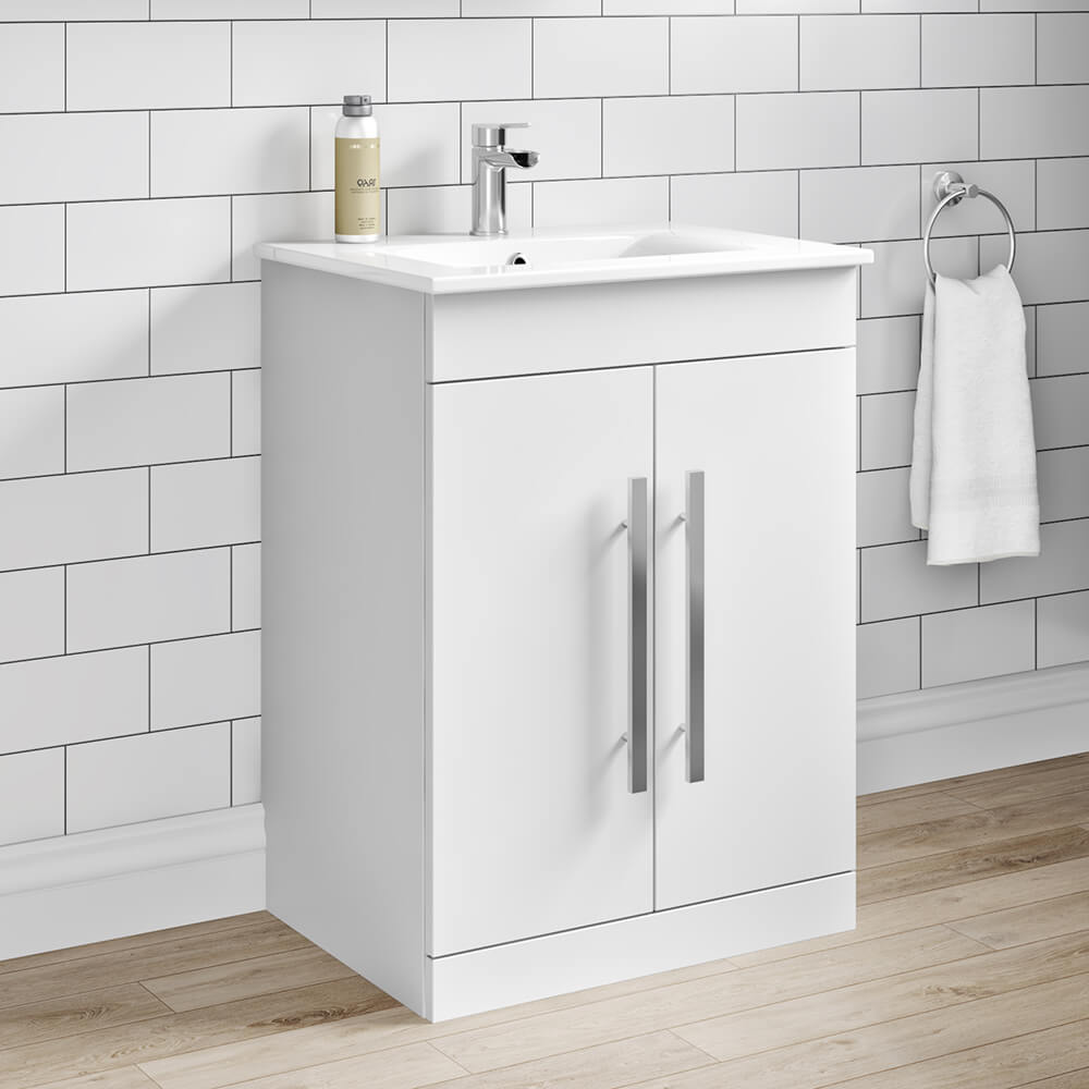 Vellamo Aspire 1100mm 2 Door Combination Basin & Toilet Unit - Gloss White