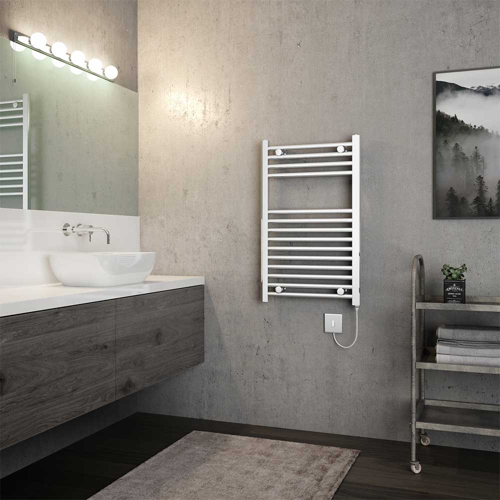 Brenton Apollo Electric Straight Chrome Heated Towel Rail - 22mm - 800 x 500mm