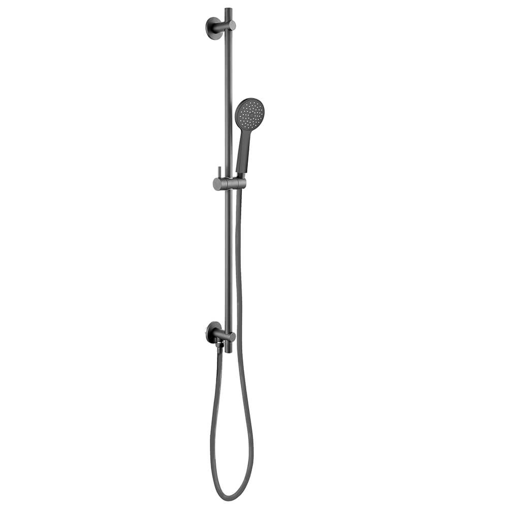 VOS Slide Rail Shower Kit with Round Shower Handset & Hose - Matt Black