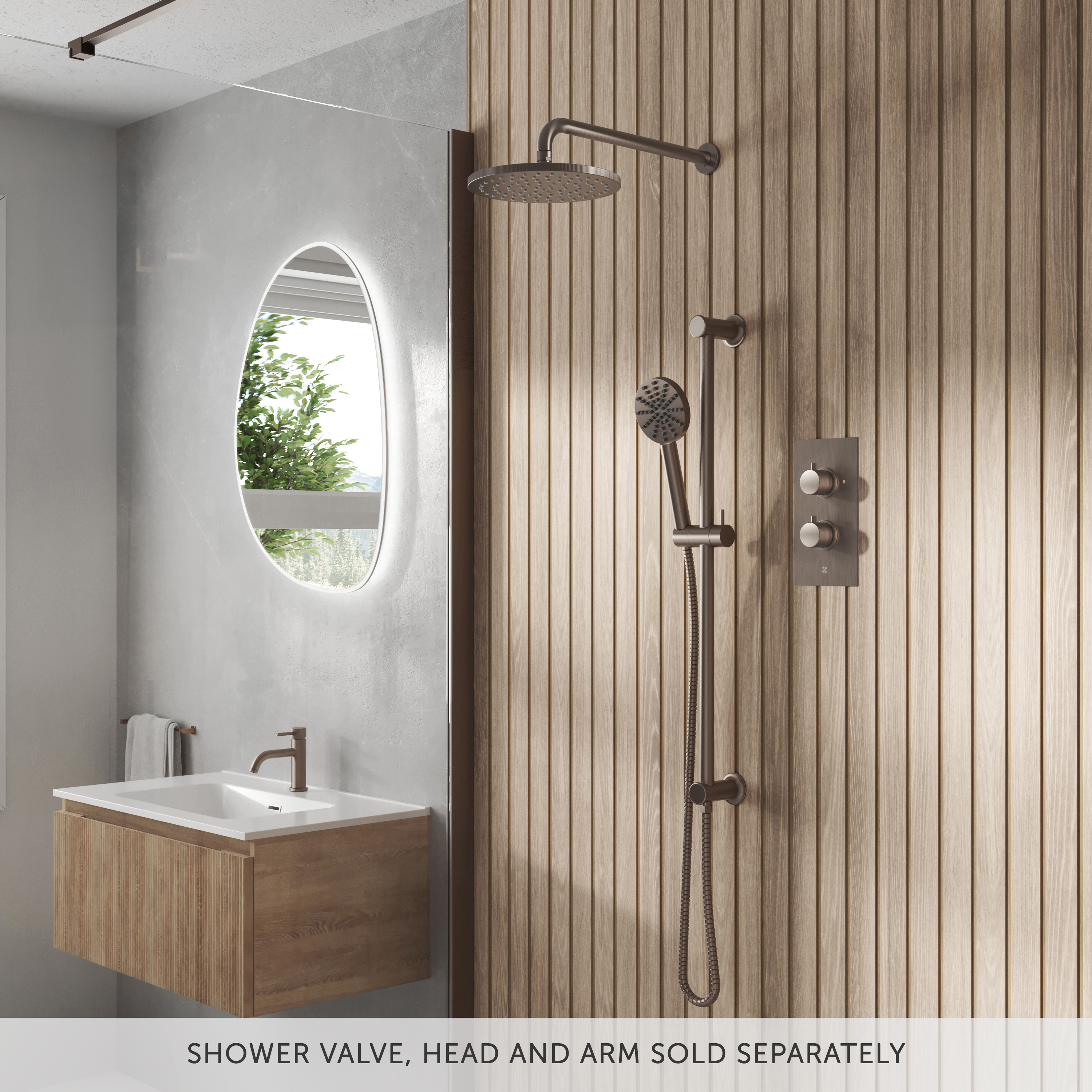 Core Fluted Slide Rail Shower Kit, Handset & Hose with Integrated Elbow