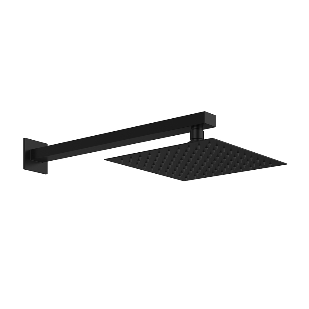 Harbour Status Matt Black Stainless Steel Square Shower Head - 200mm