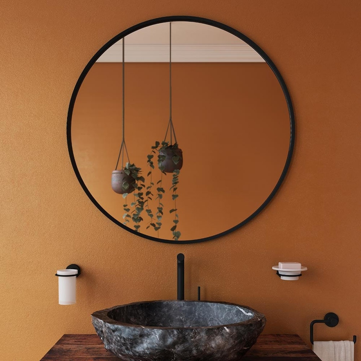 Origins Living Docklands Round Mirror 600mm - Matt Black