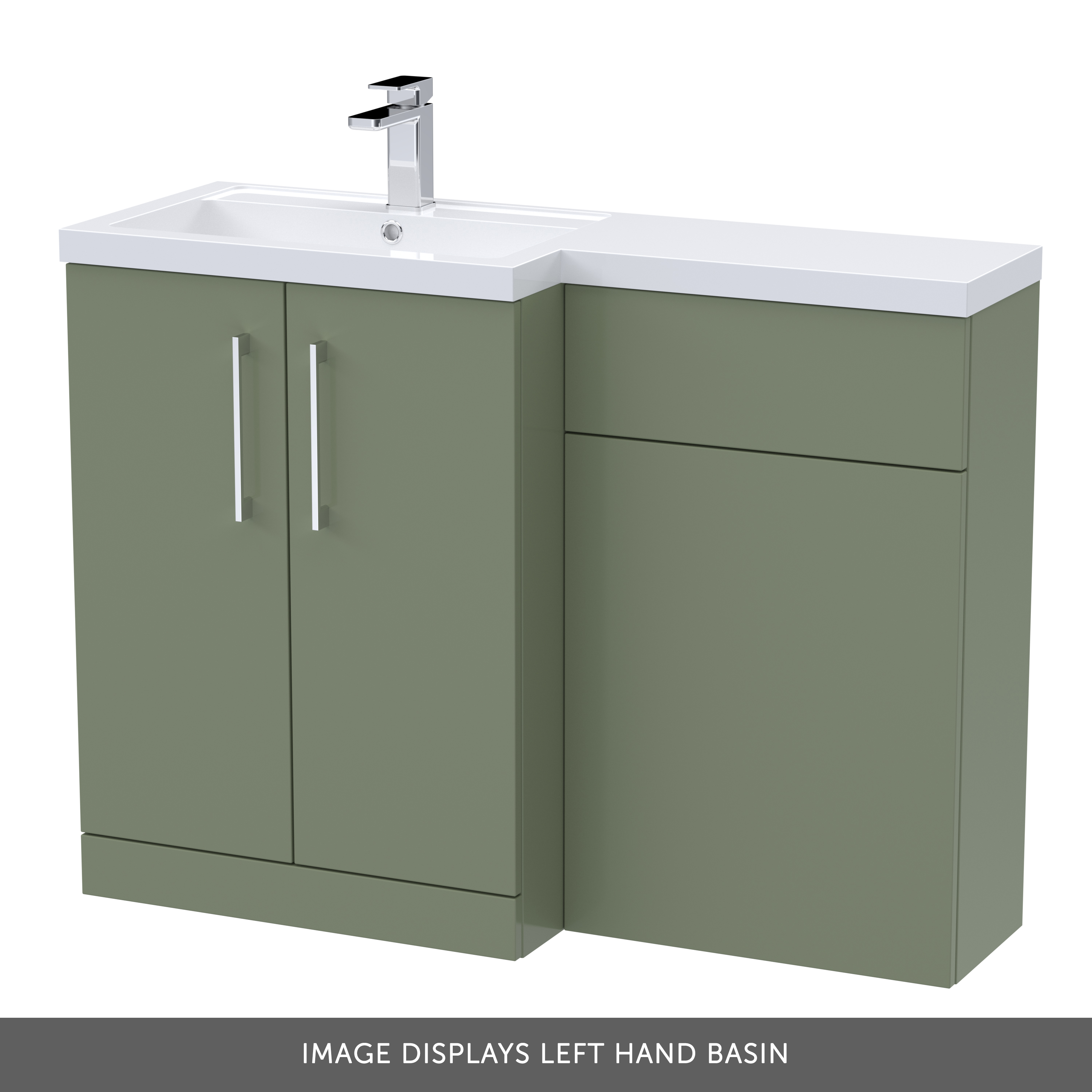 Erin 1100mm Satin Green Combination Bathroom 2 Door Sink & Toilet Unit