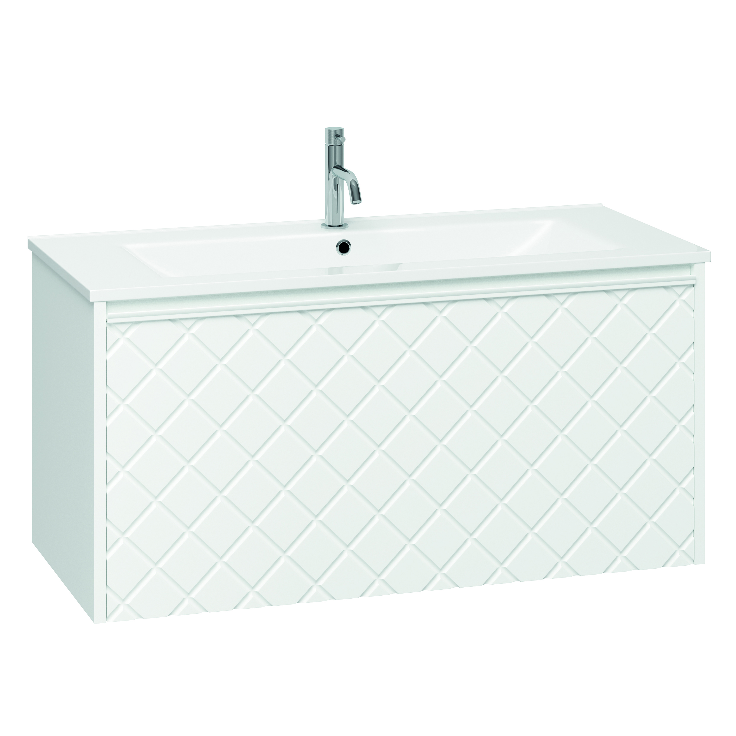 Crosswater Vergo 1000mm Wall Hung Single Crosshatch Drawer Vanity Unit & Basin Options