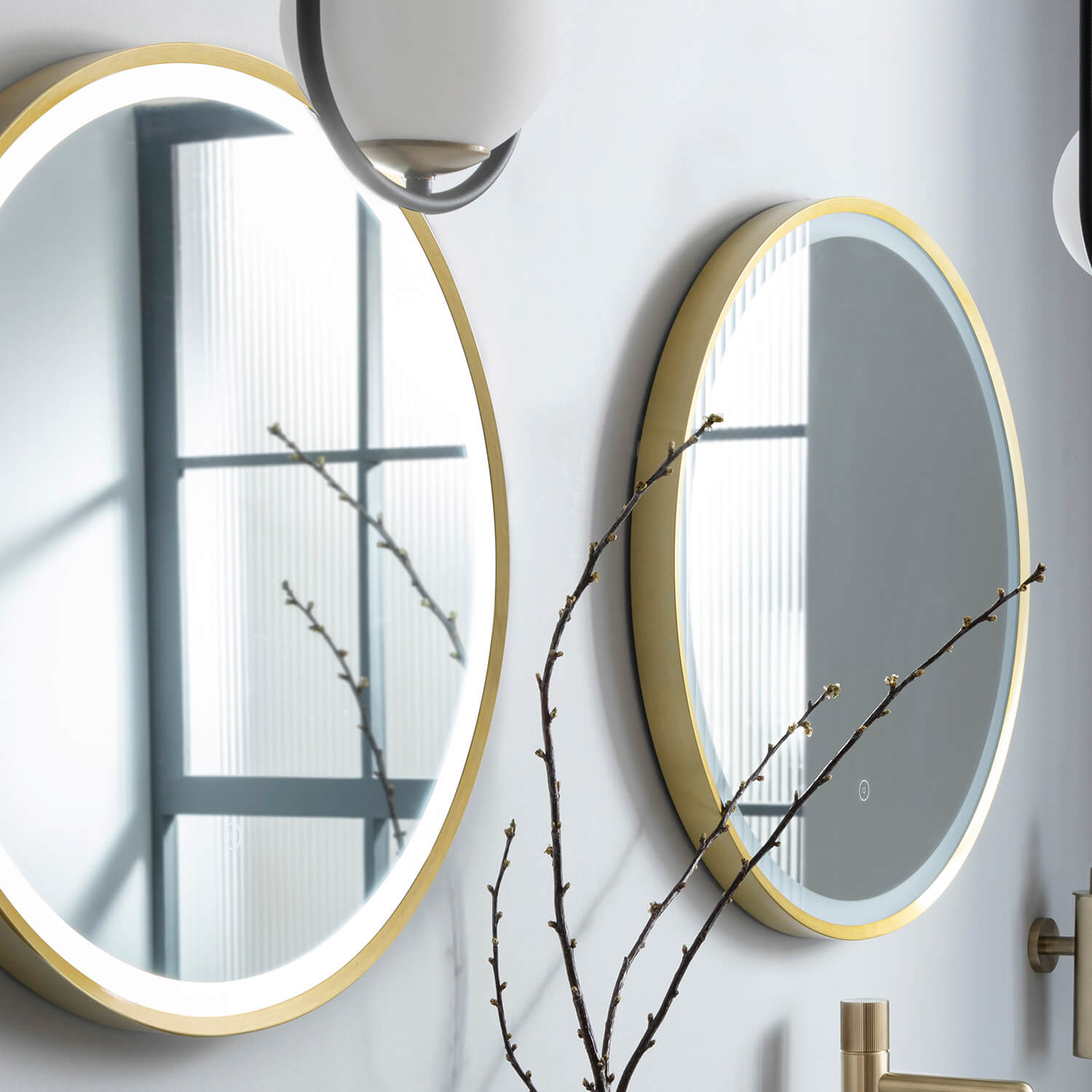 VOS LED Illuminated Round Framed Mirror with Demister Pad & Colour Change Lights - 600mm