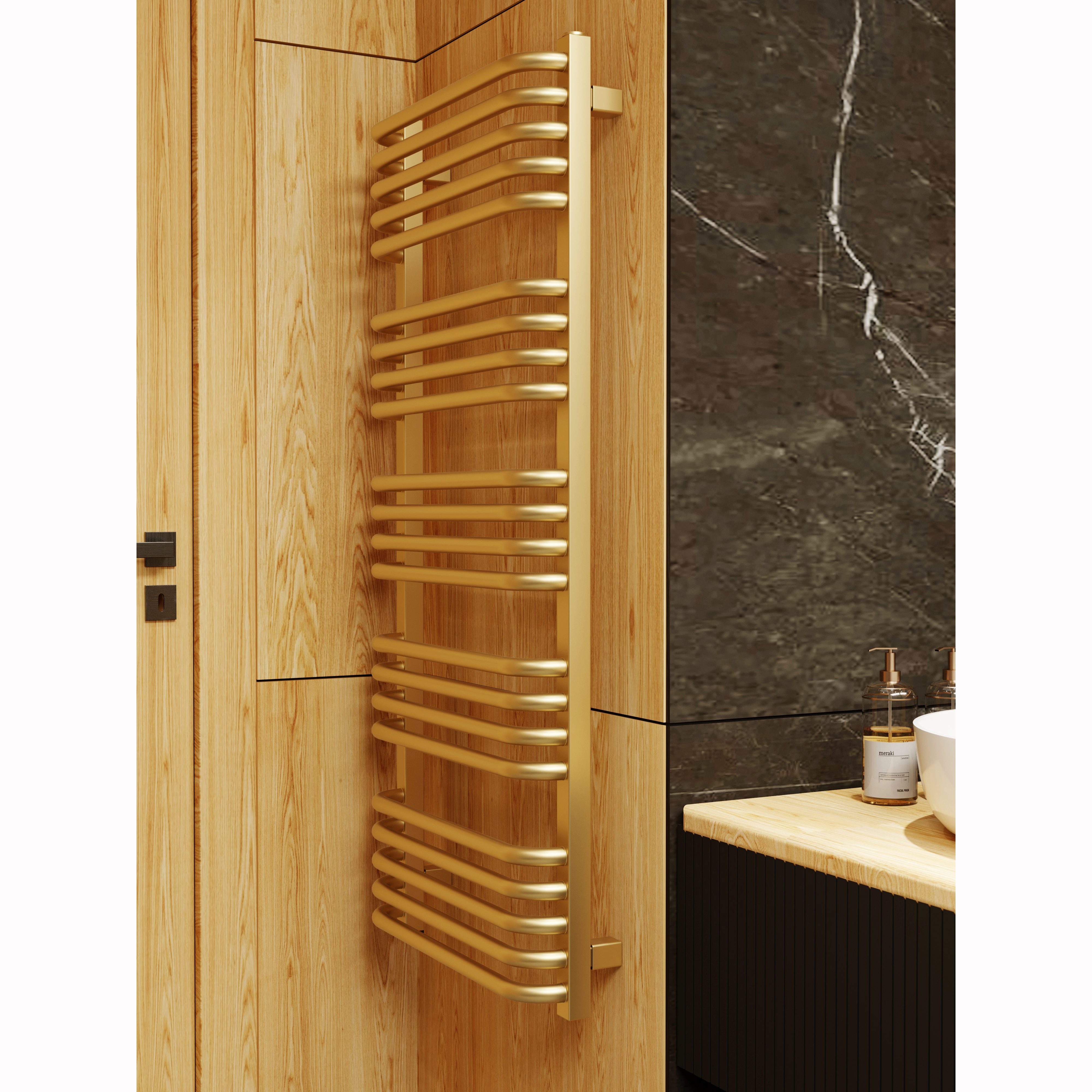 Terma Alex One Electric Heated Towel Rail with Heating Element - Brushed Brass - 1140 x 500mm