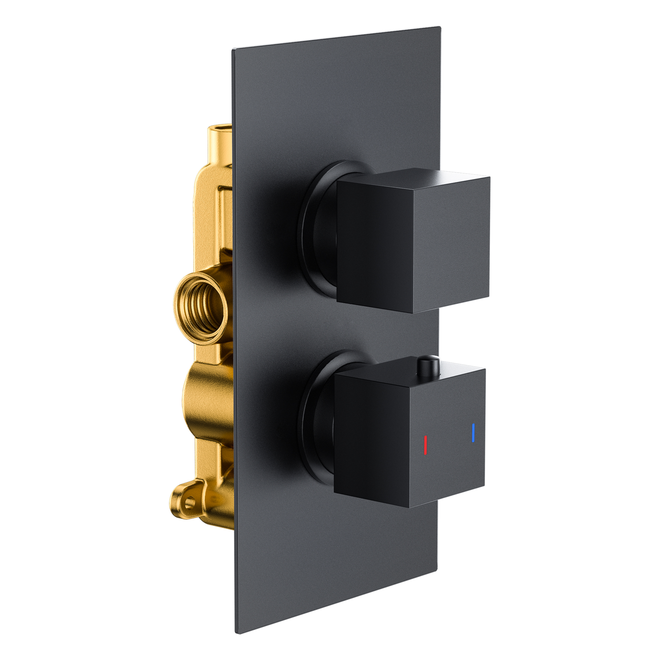 Harbour Status Concealed Shower Valve & Wall Mounted Fixed Shower Head - Matt Black