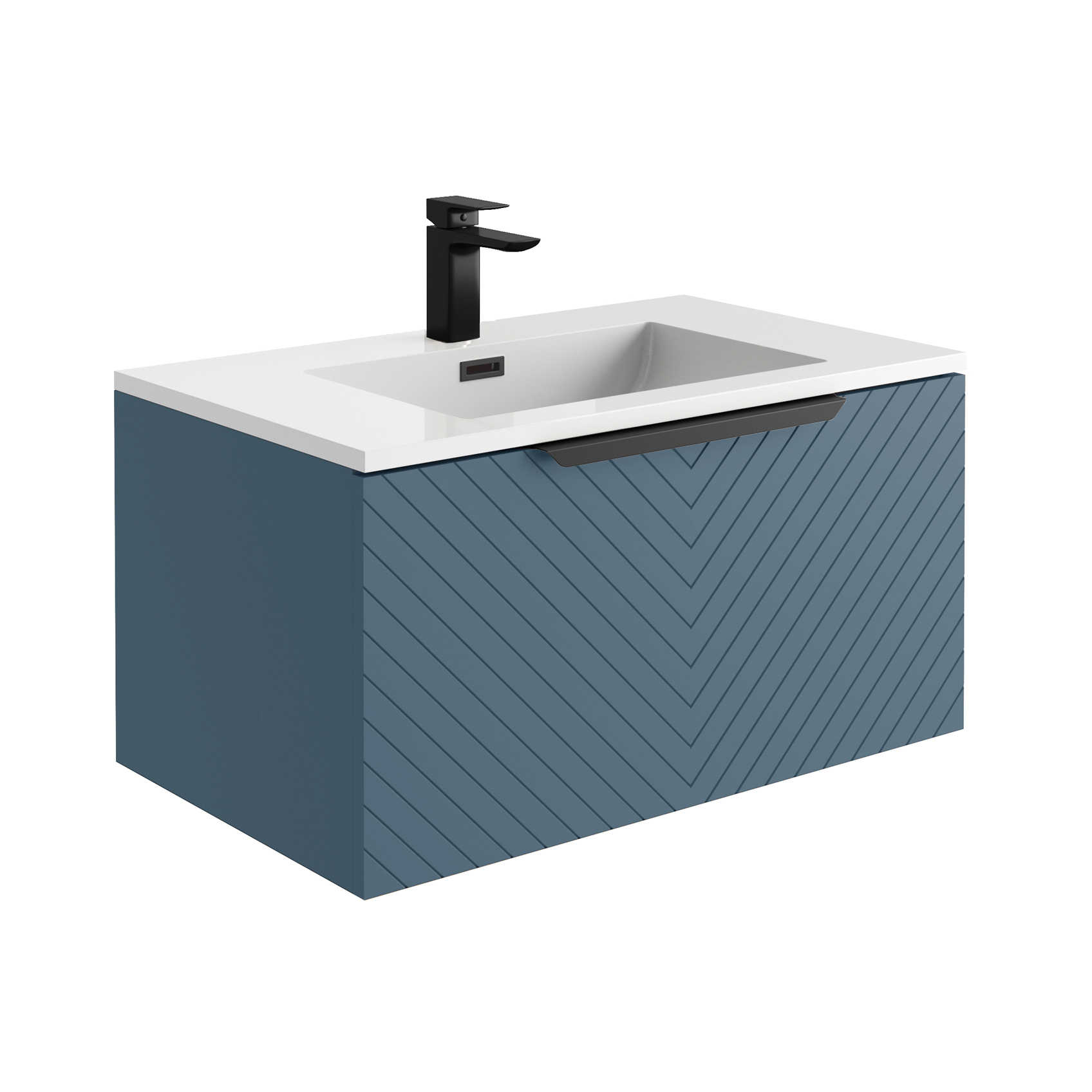 Harbour Symmetry 800mm Wall Hung Vanity Unit with Matt Black Handle & Basin