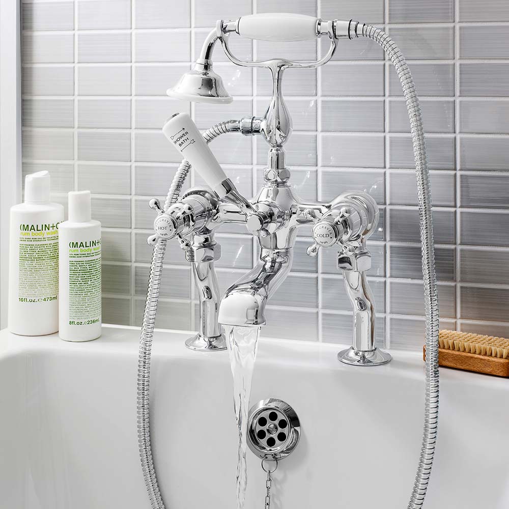 Crosswater Belgravia Crosshead Bath and Shower Mixer with Shower Kit - Deck Mounted, Chrome