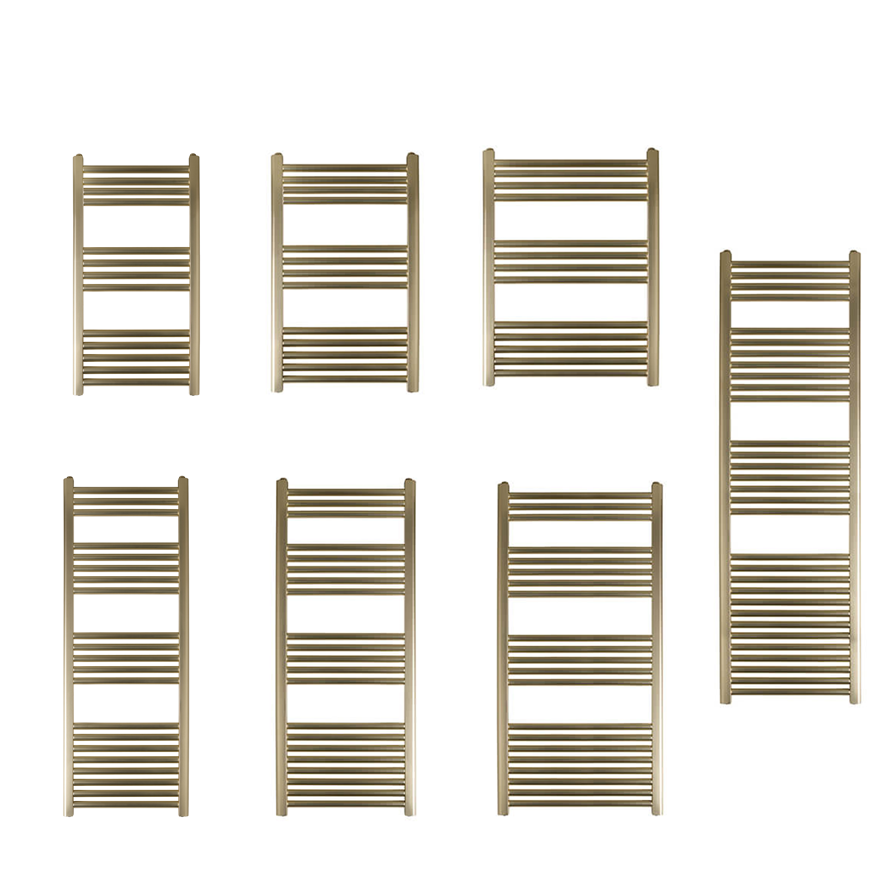 EliteHeat Steel Ladder Heated Towel Rail 25mm Bars - Brushed Brass - 7 Sizes