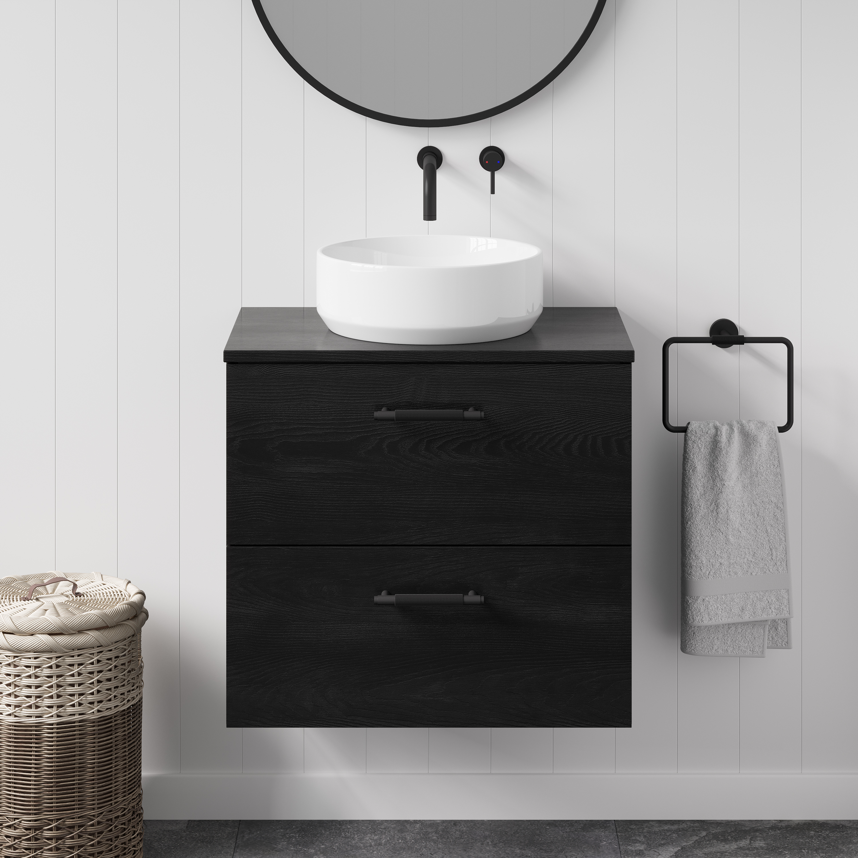 Erin 600mm Wall Mounted 2 Drawer Vanity Unit & Countertop