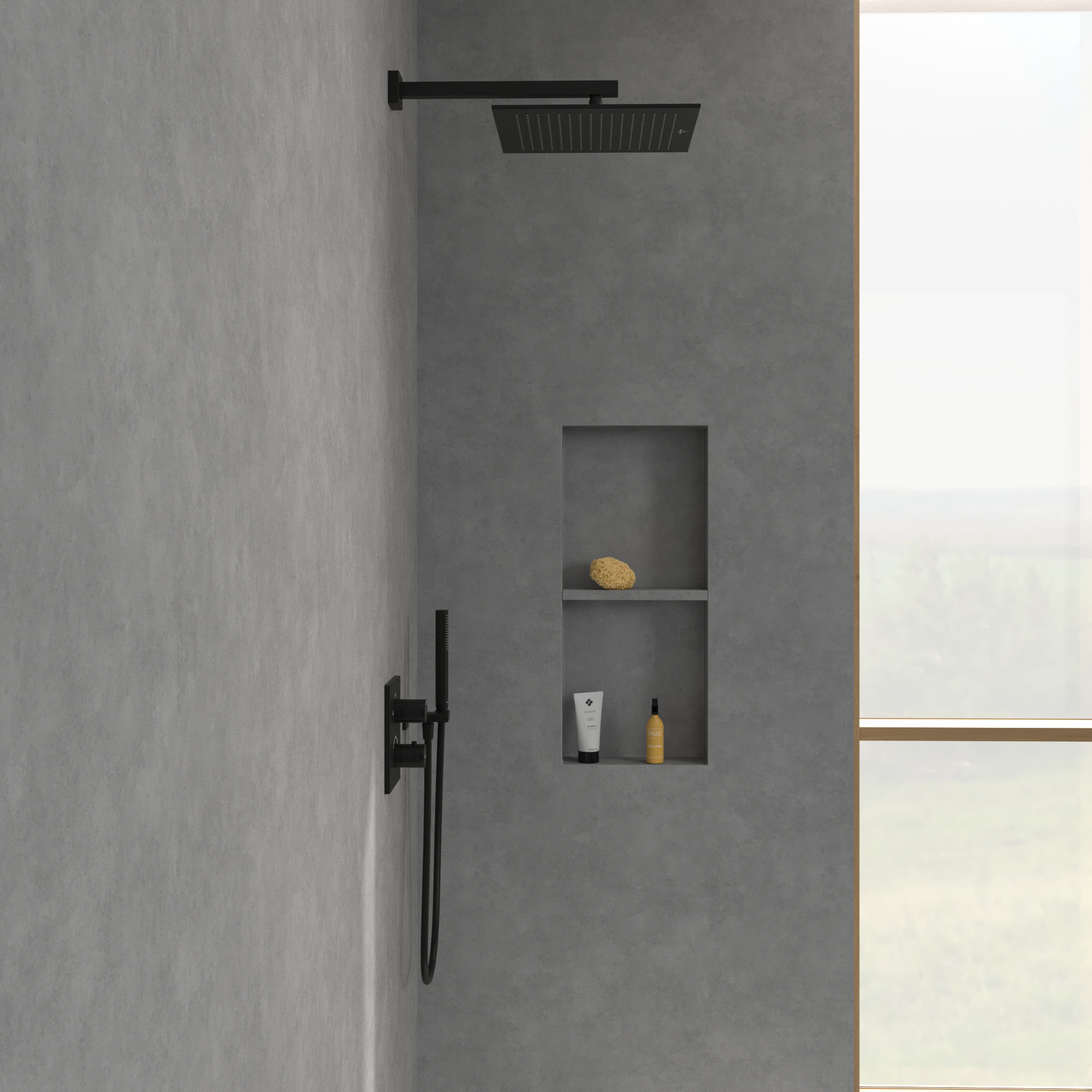 Villeroy & Boch Universal Square Shower Head 350mm - Matt Black