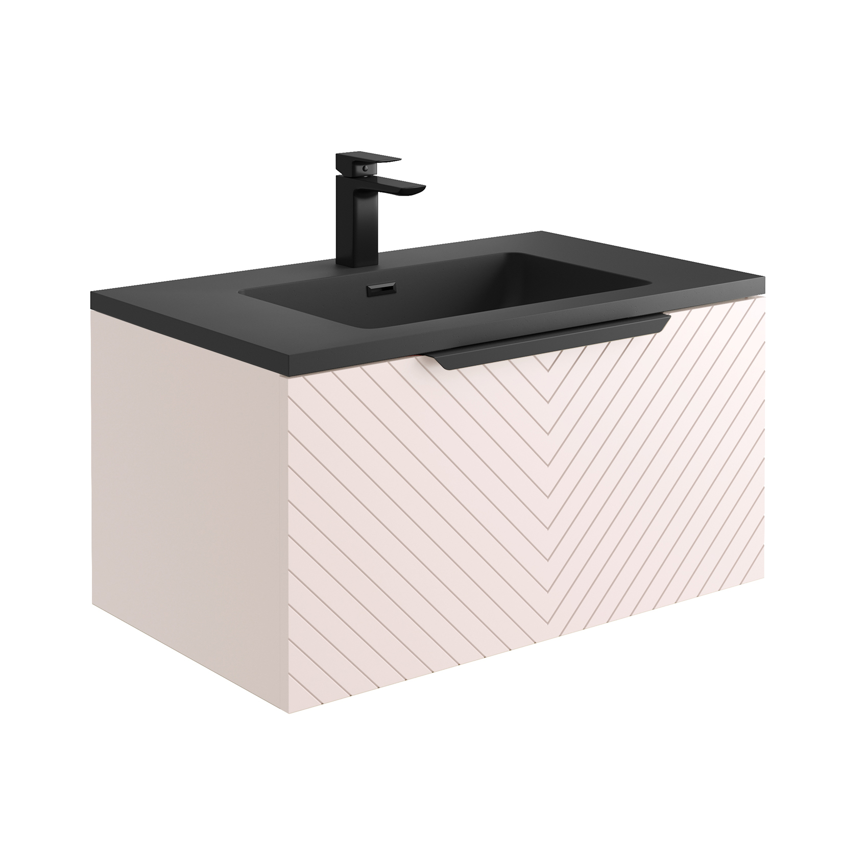 Harbour Symmetry 800mm Wall Hung Vanity Unit with Matt Black Handle & Basin