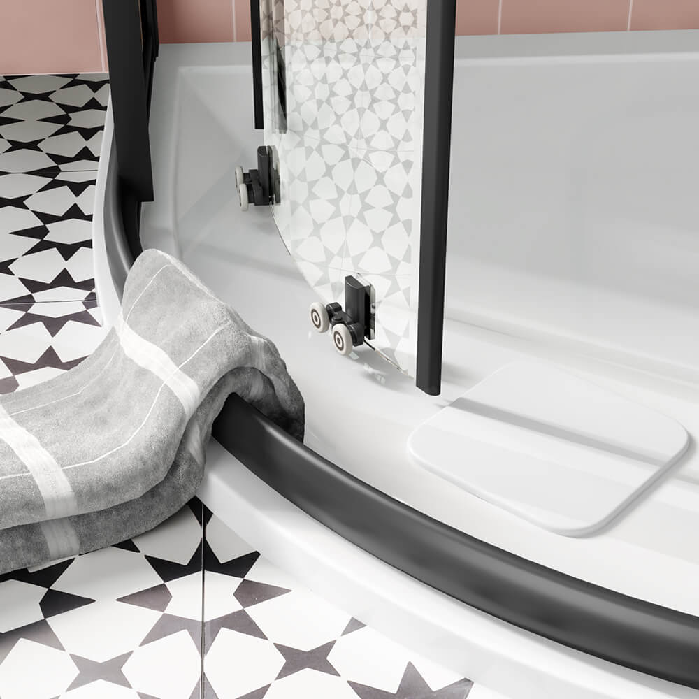 Harbour Primrose 6mm Matt Black Quadrant Shower Enclosure - 1850mm