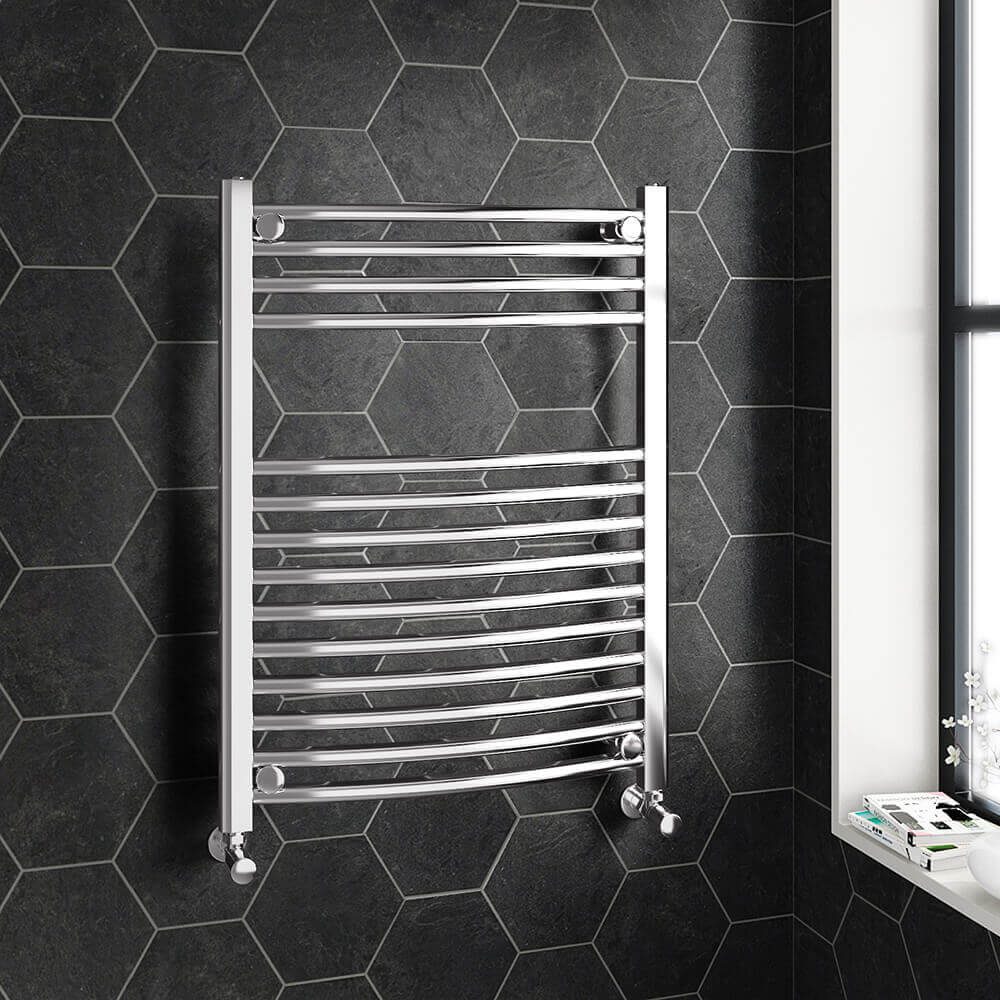 Brenton Chrome Curved Heated Towel Rail Radiator
