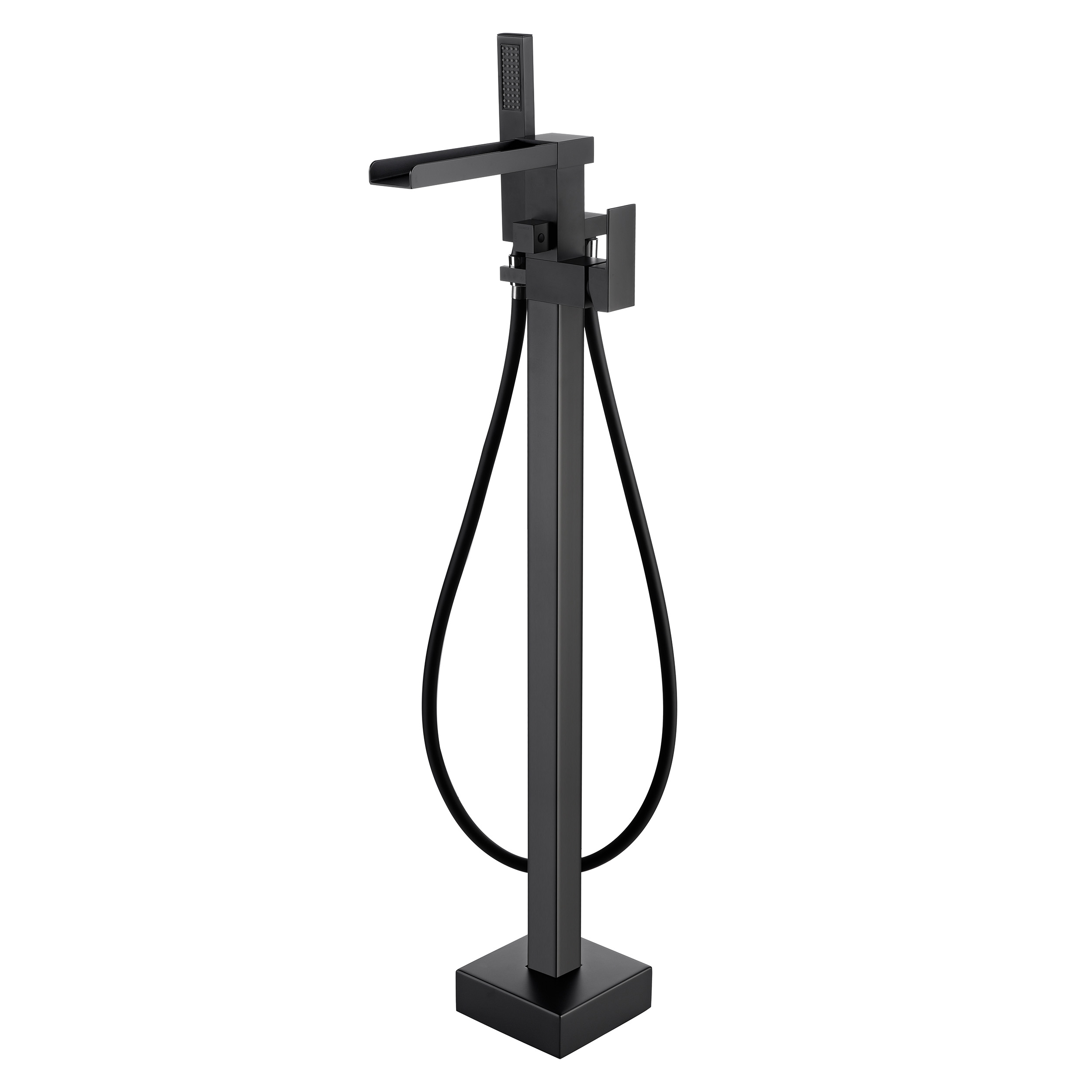 Vellamo Reve Waterfall Matt Black Freestanding Bath Shower Mixer Tap