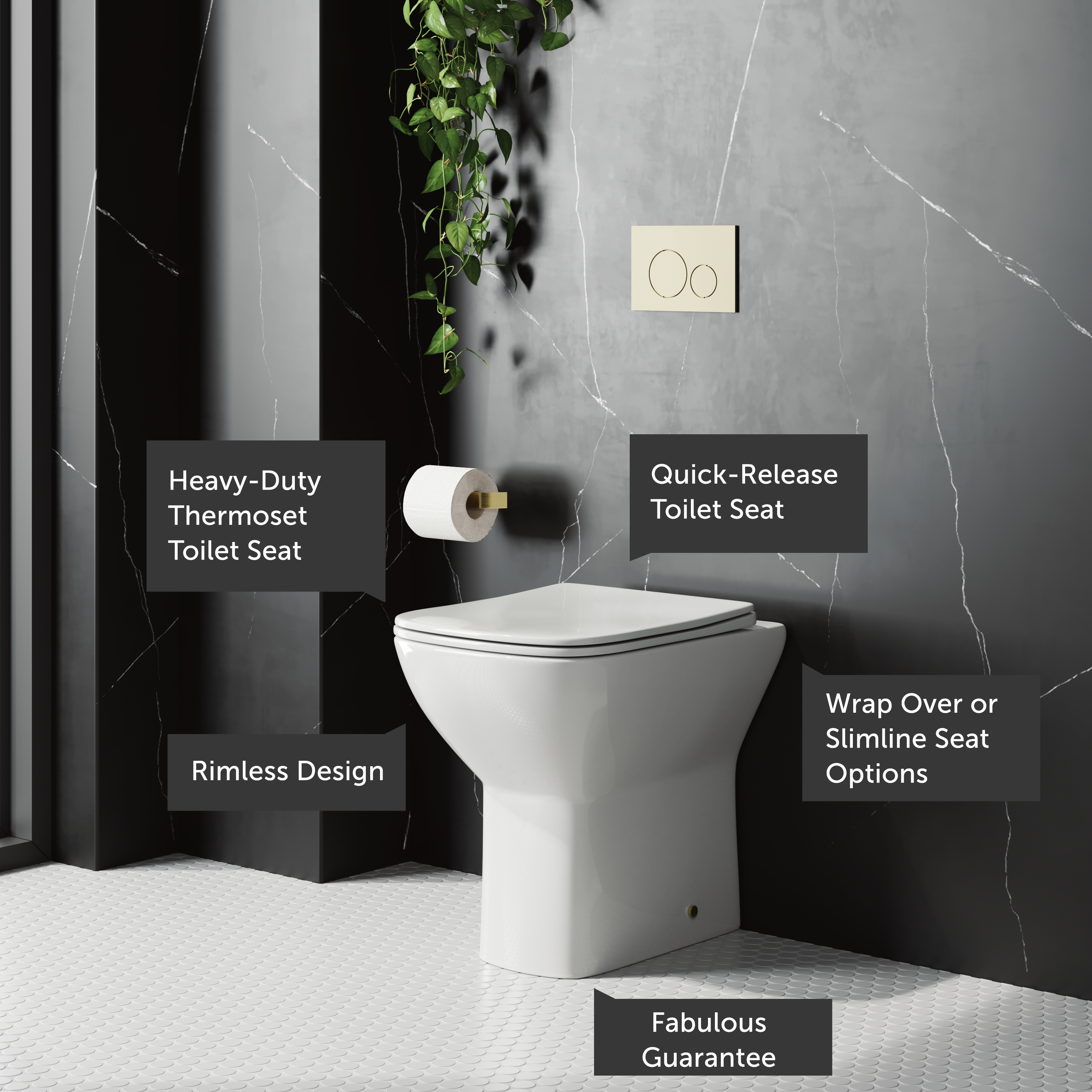 Harbour Alchemy Rimless Back To Wall Comfort Height Toilet & Soft Close Seat