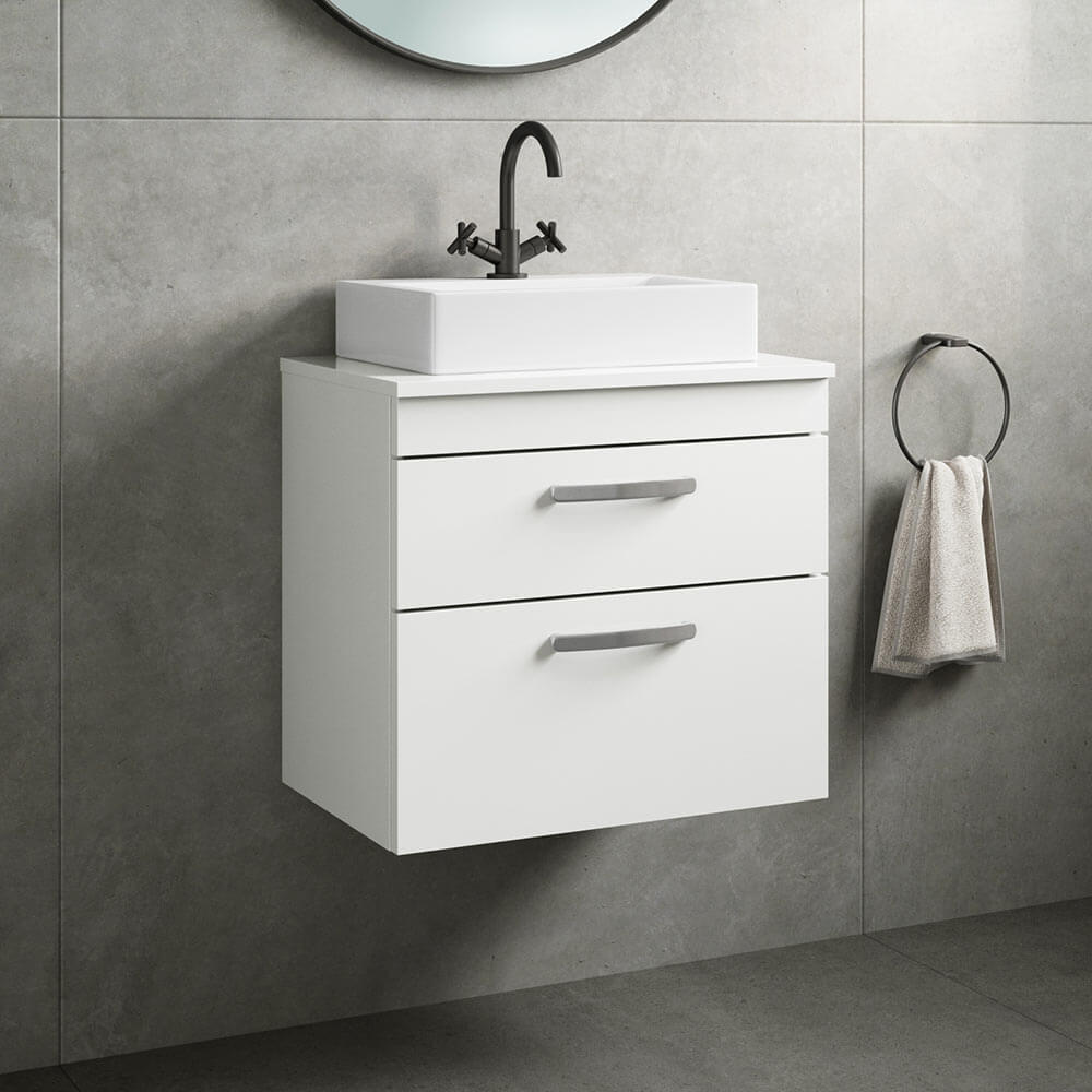 Emily 600mm Wall Mounted 2 Drawer Unit and Countertop