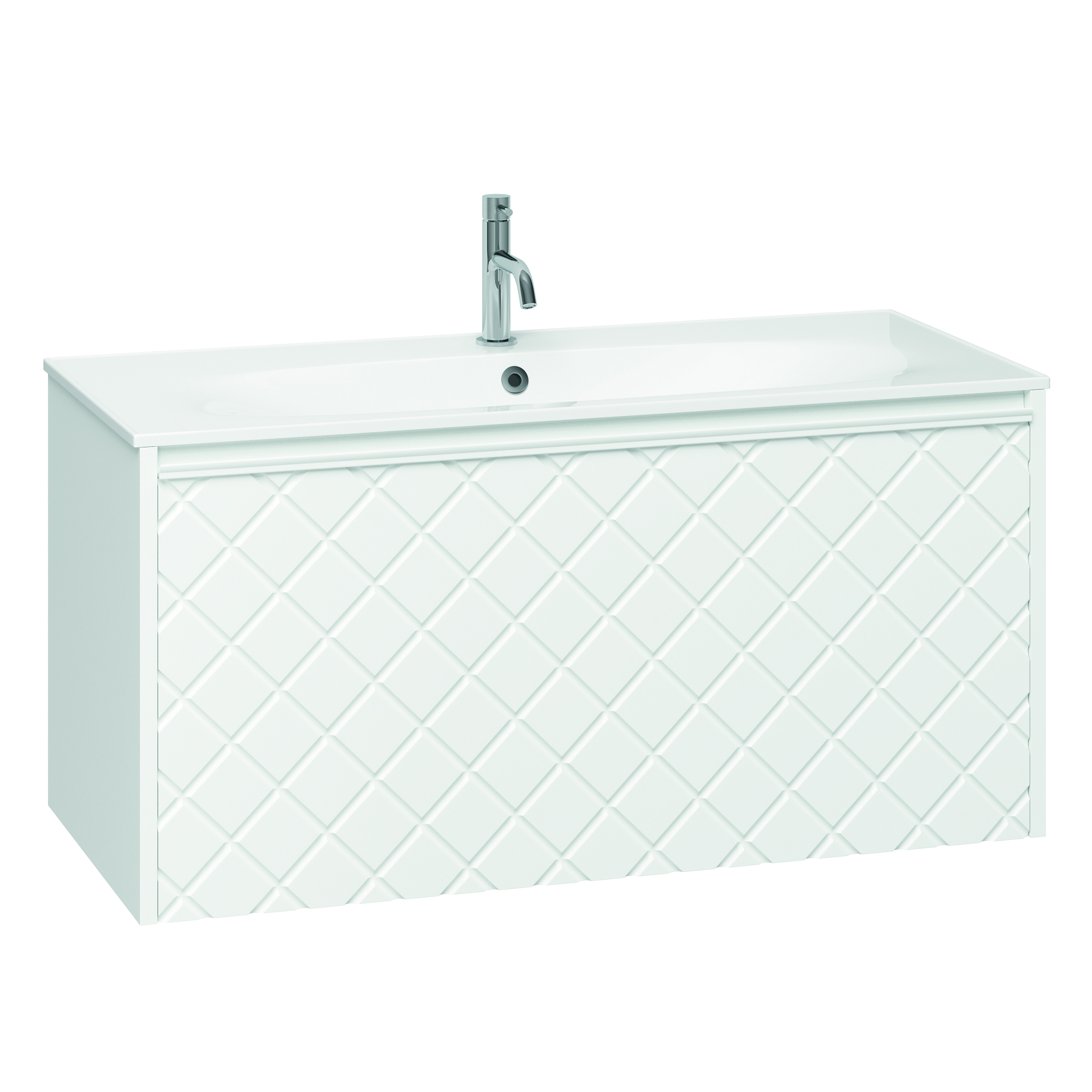 Crosswater Vergo 1000mm Wall Hung Single Crosshatch Drawer Vanity Unit & Basin Options