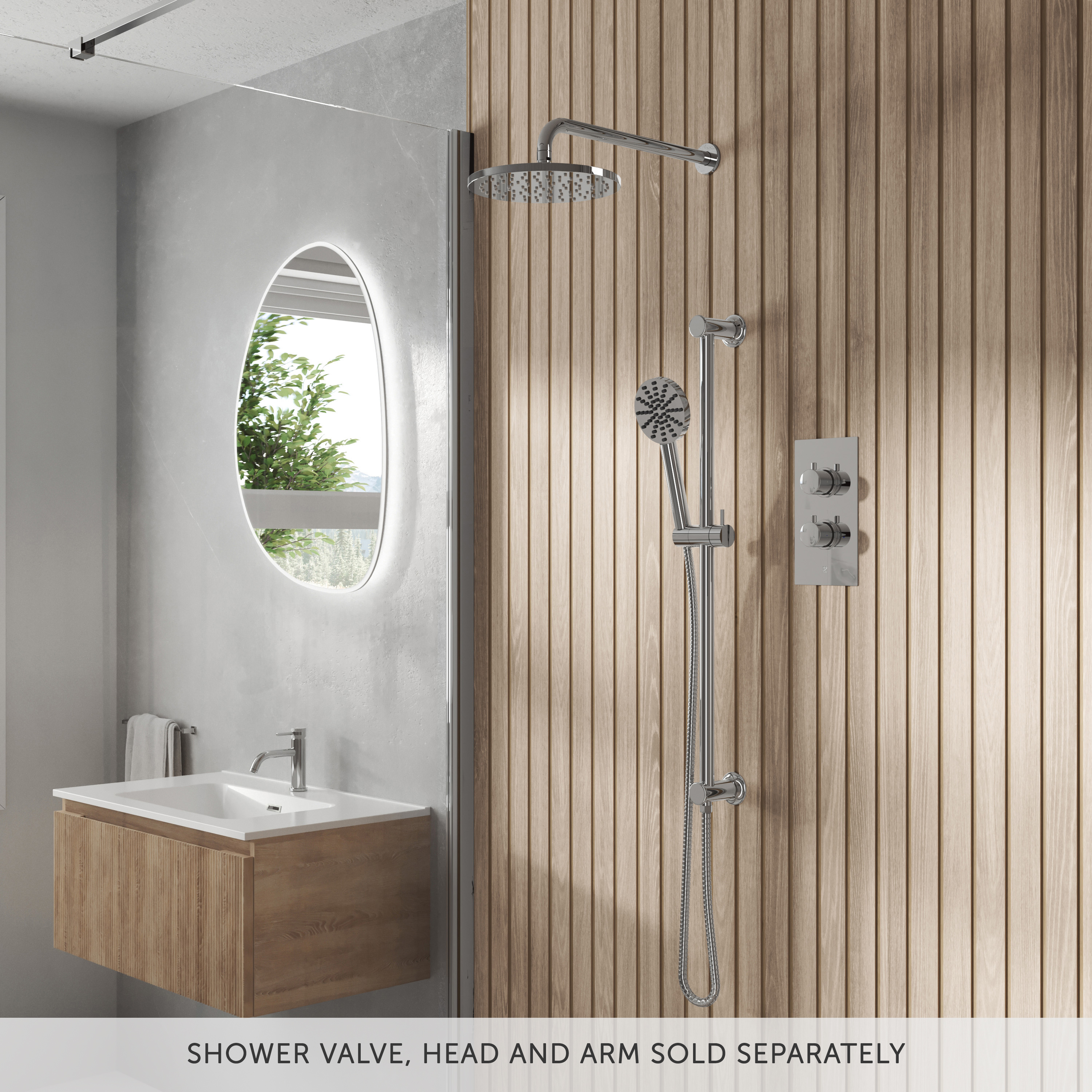 Core Fluted Slide Rail Shower Kit, Handset & Hose with Integrated Elbow