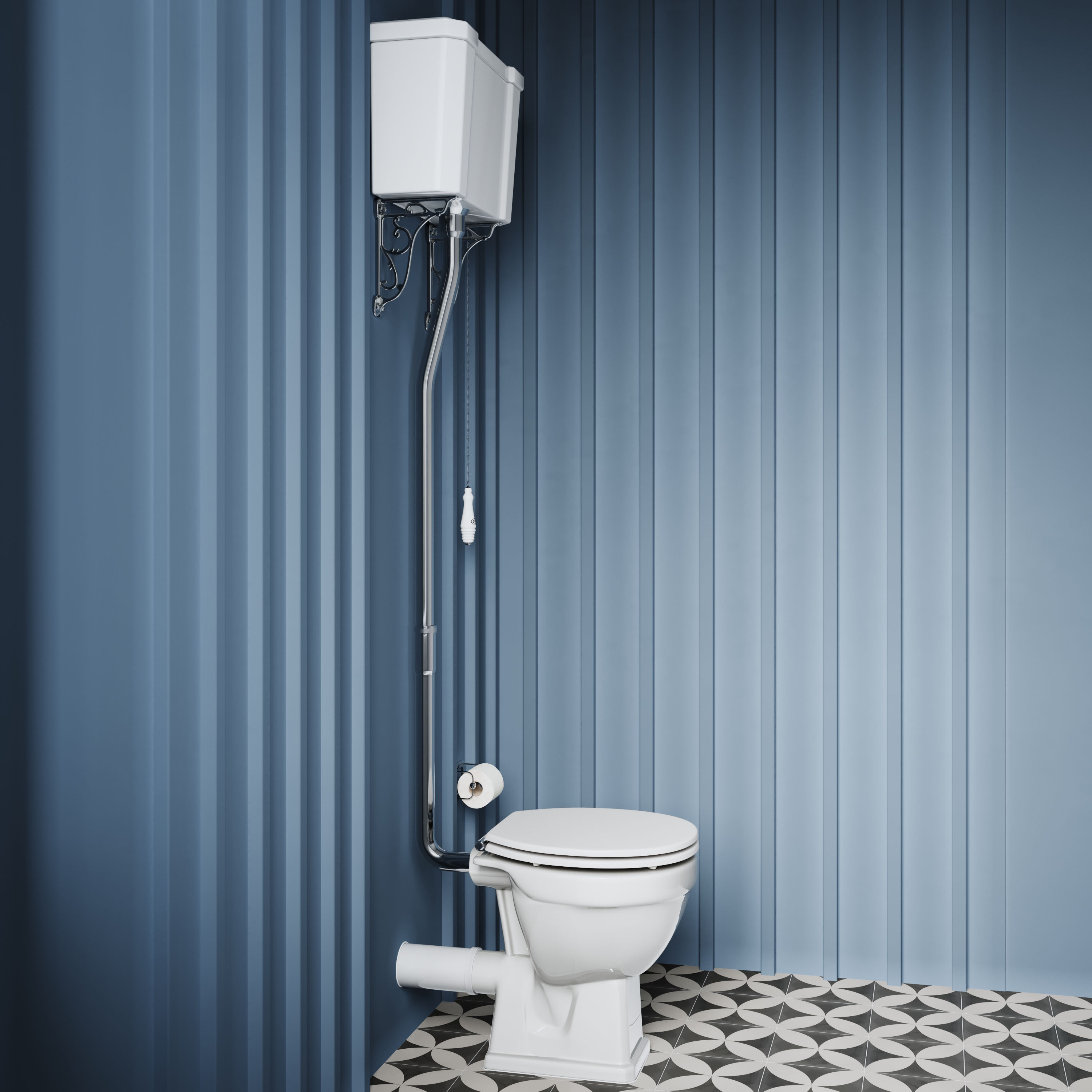 Butler & Rose Catherine Comfort Height High Level Toilet with Pan, Cistern & Flush Pipe