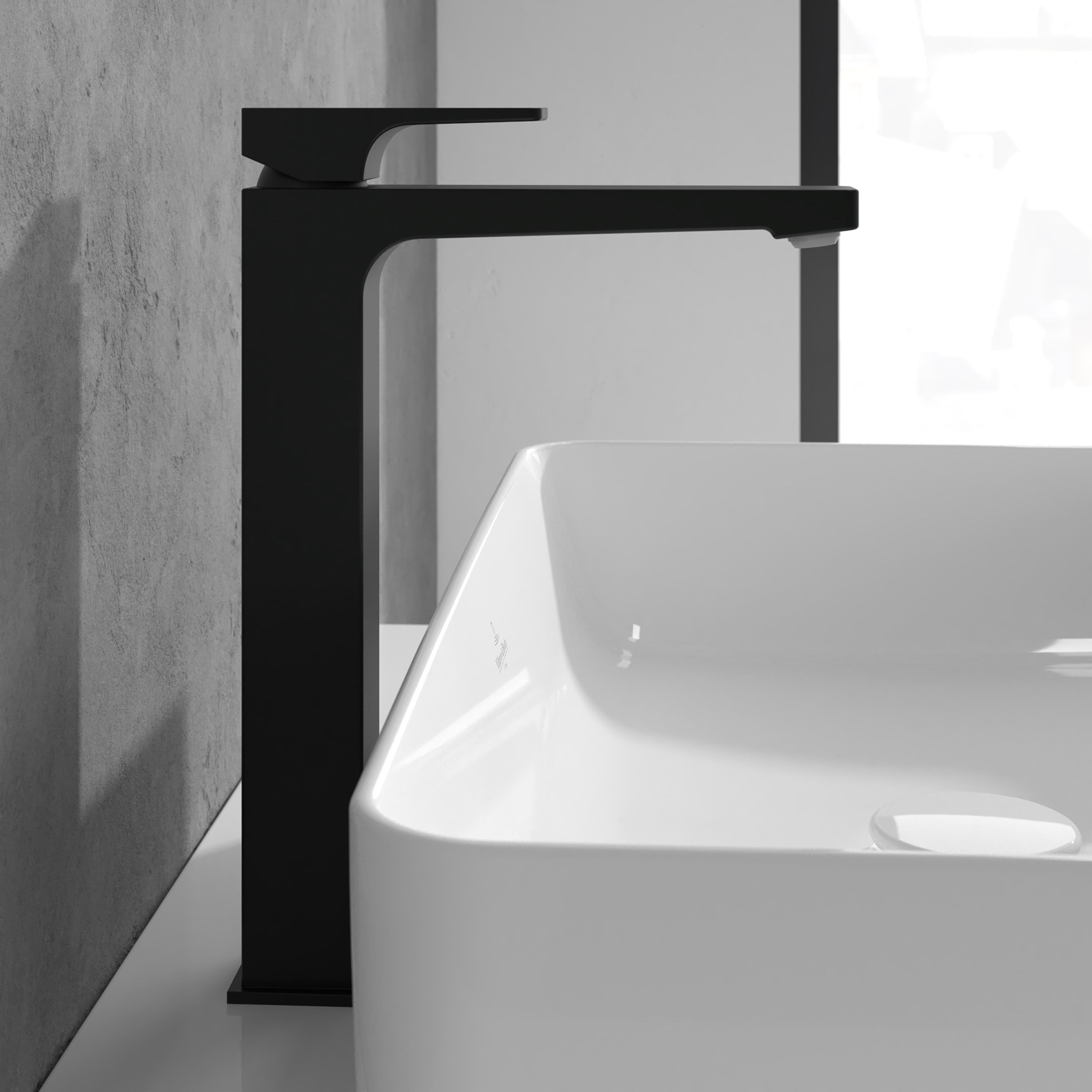 Villeroy & Boch Architectura Square Tall Basin Mixer Tap with Click Clack Waste